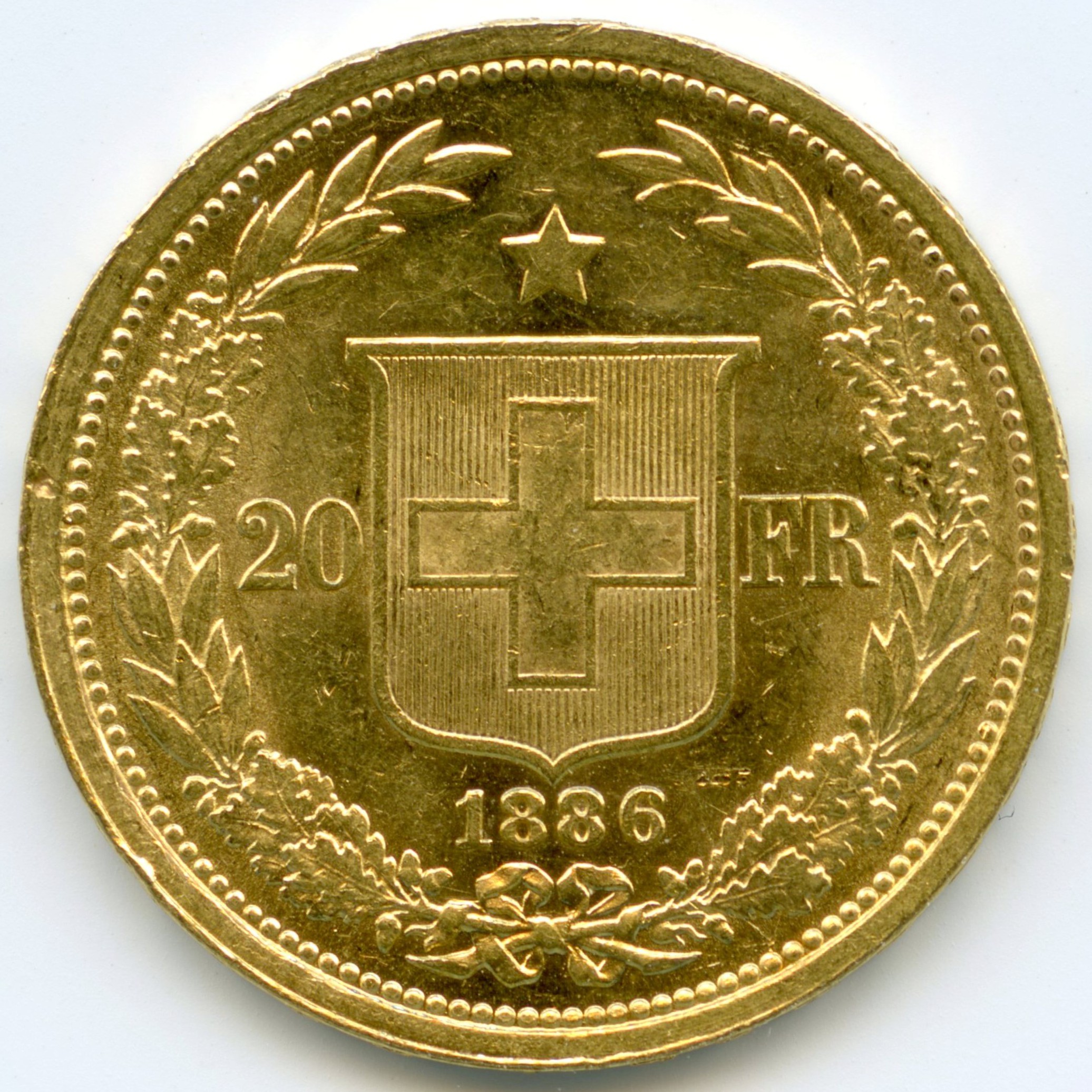 Suisse - 20 francs - 1886 B revers Suisse - 20 francs - 1886 B revers