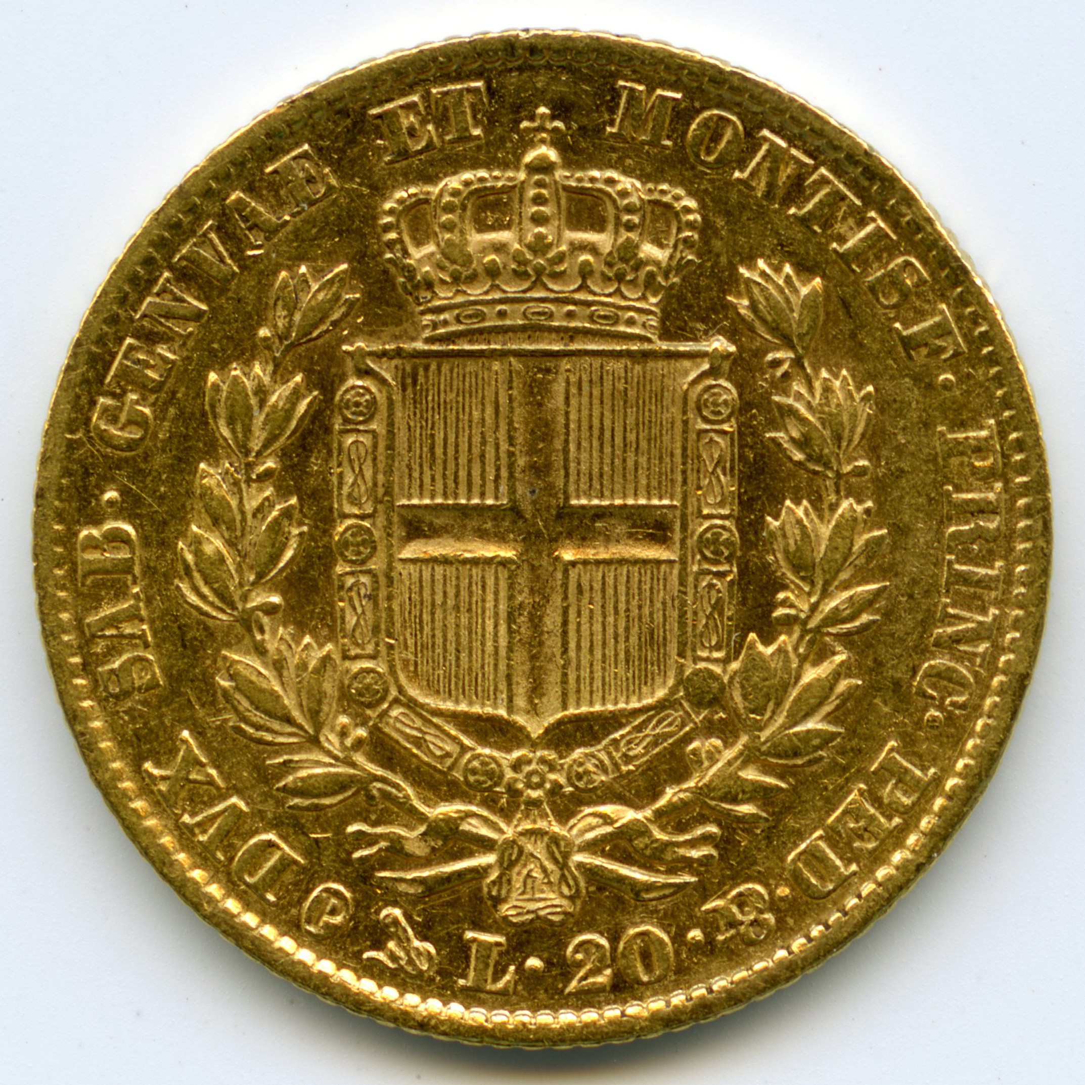 Italie - 20 Lire - 1842 Gênes revers Italie - 20 Lire - 1842 Gênes revers