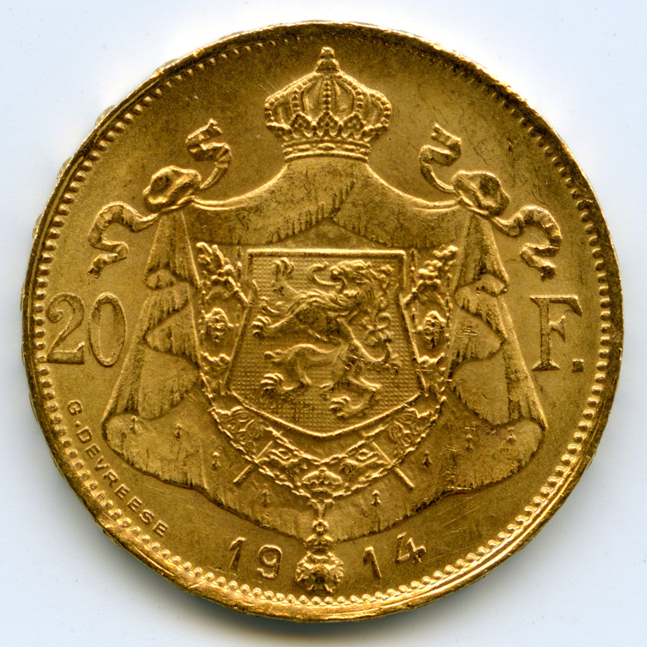 Belgique - 20 Francs - 1914 revers