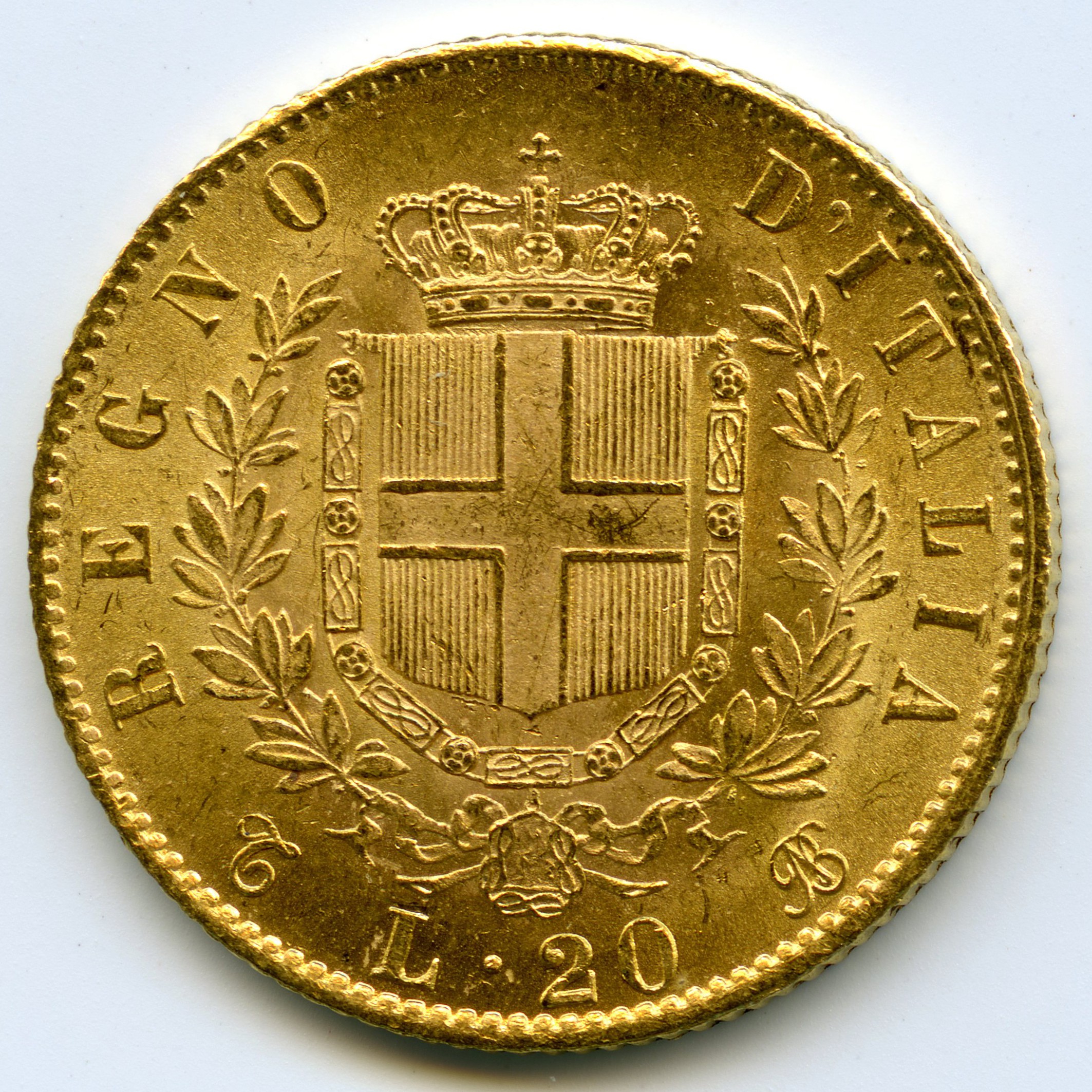 Italie - 20 Lire - 1865 T revers