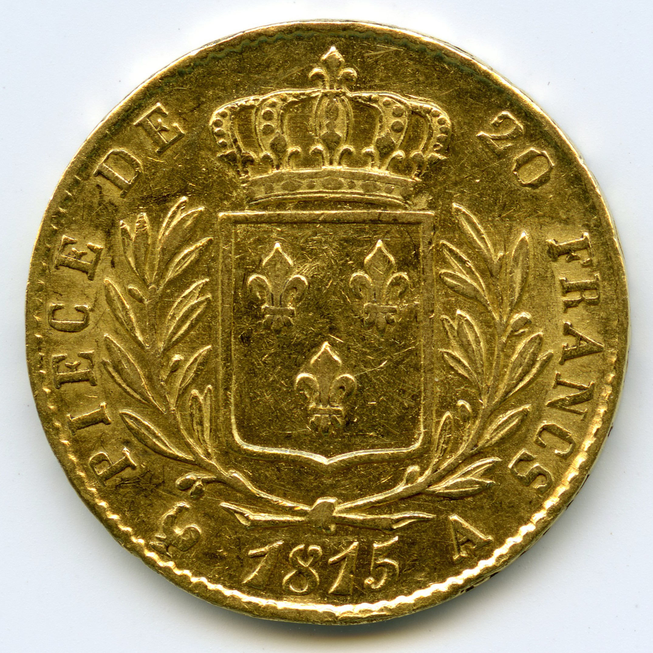 Louis XVIII - 20 Francs - 1815 A revers Louis XVIII - 20 Francs - 1815 A revers