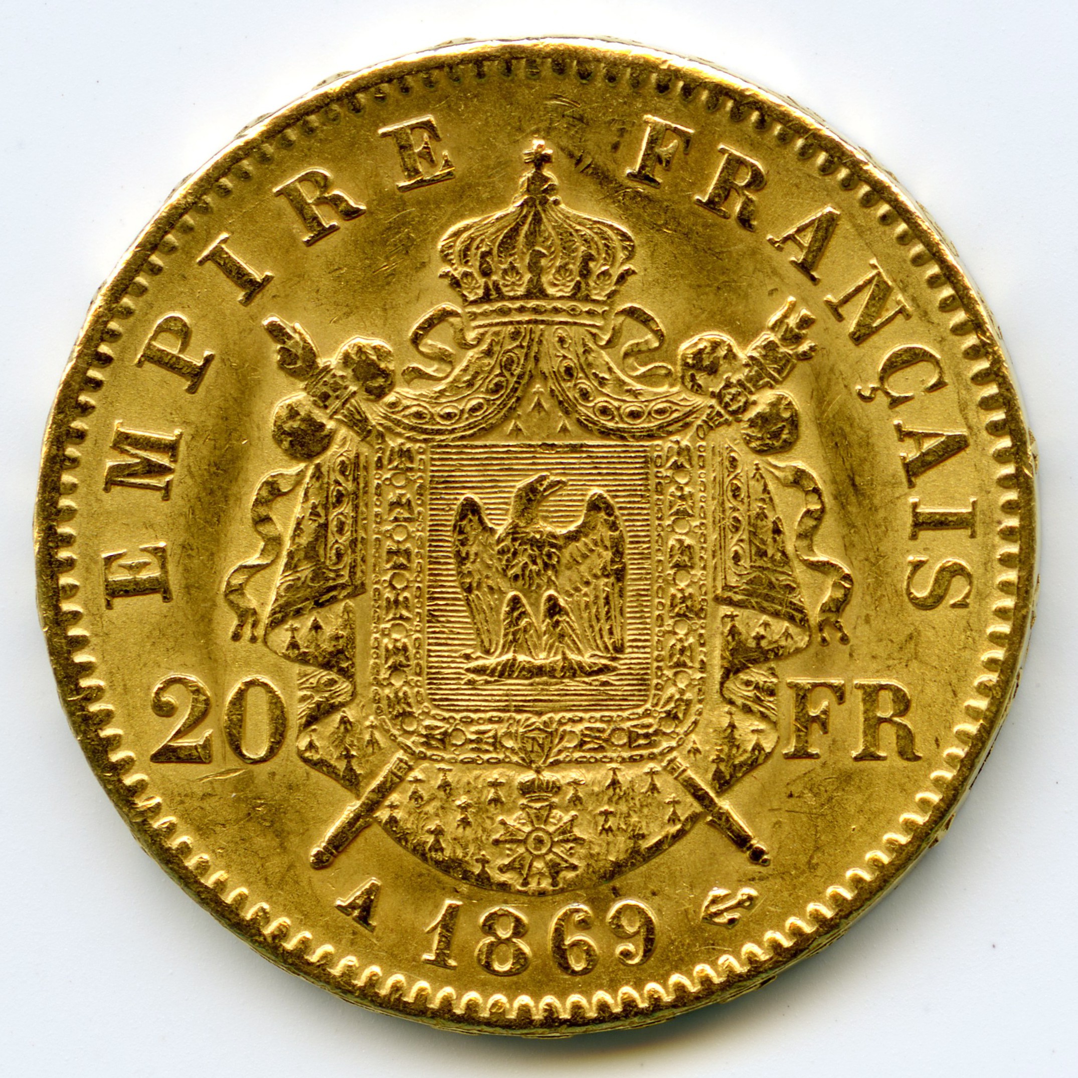 Napoléon III - 20 Francs - 1869 A revers