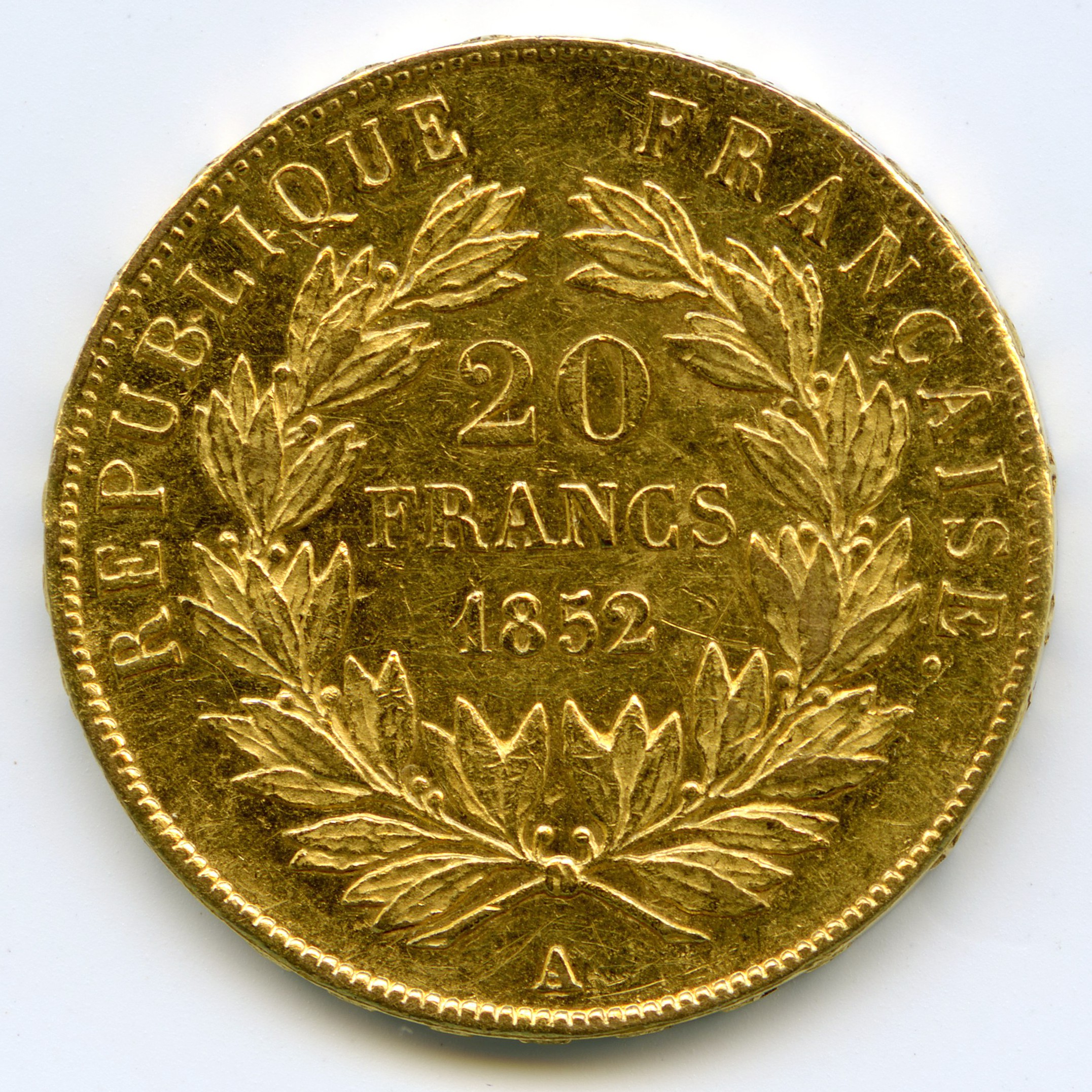 Napoléon III - 20 Francs - 1852 A revers Napoléon III - 20 Francs - 1852 A revers