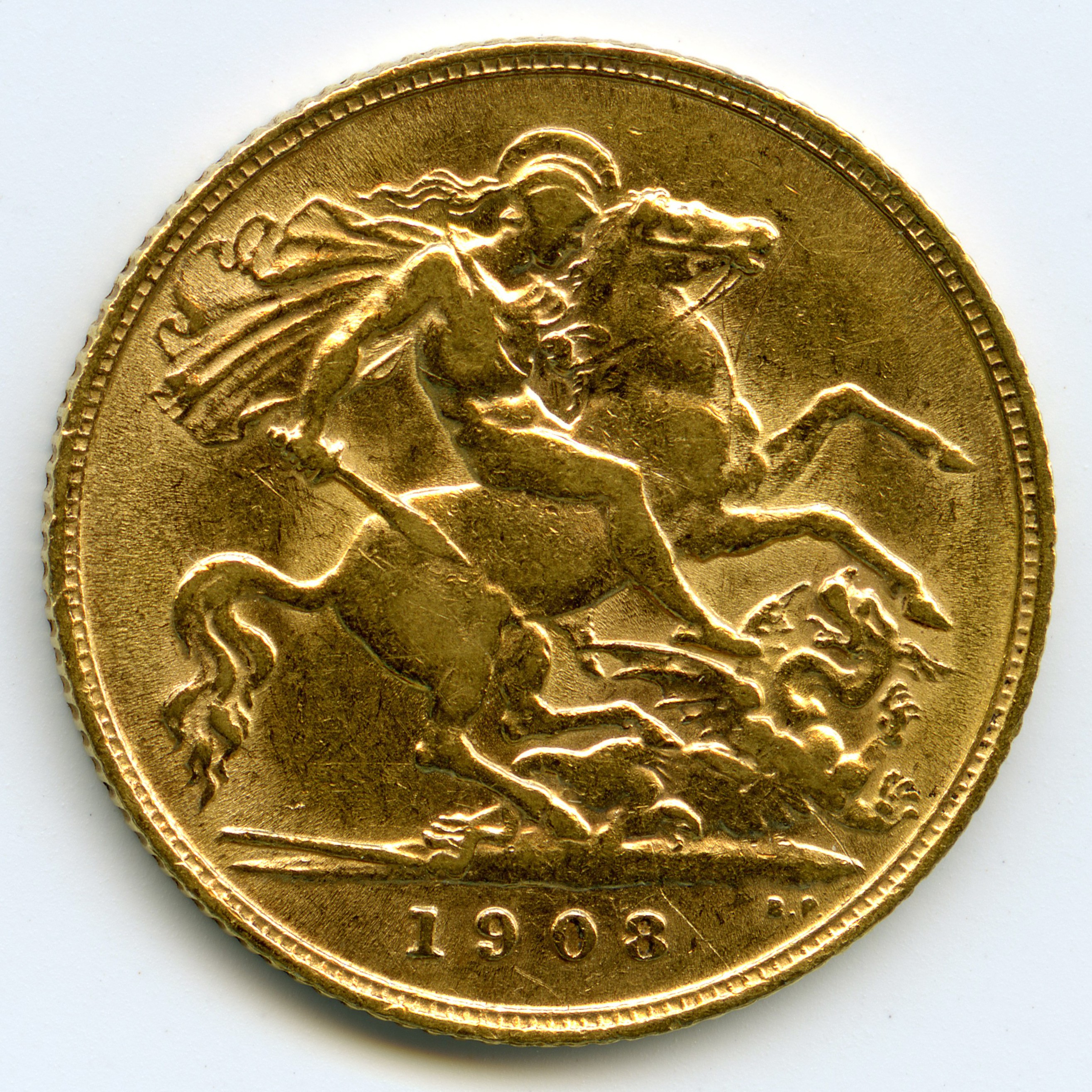 Grande-Bretagne - 1/2 Souverain - 1908 revers Grande-Bretagne - 1/2 Souverain - 1908 revers