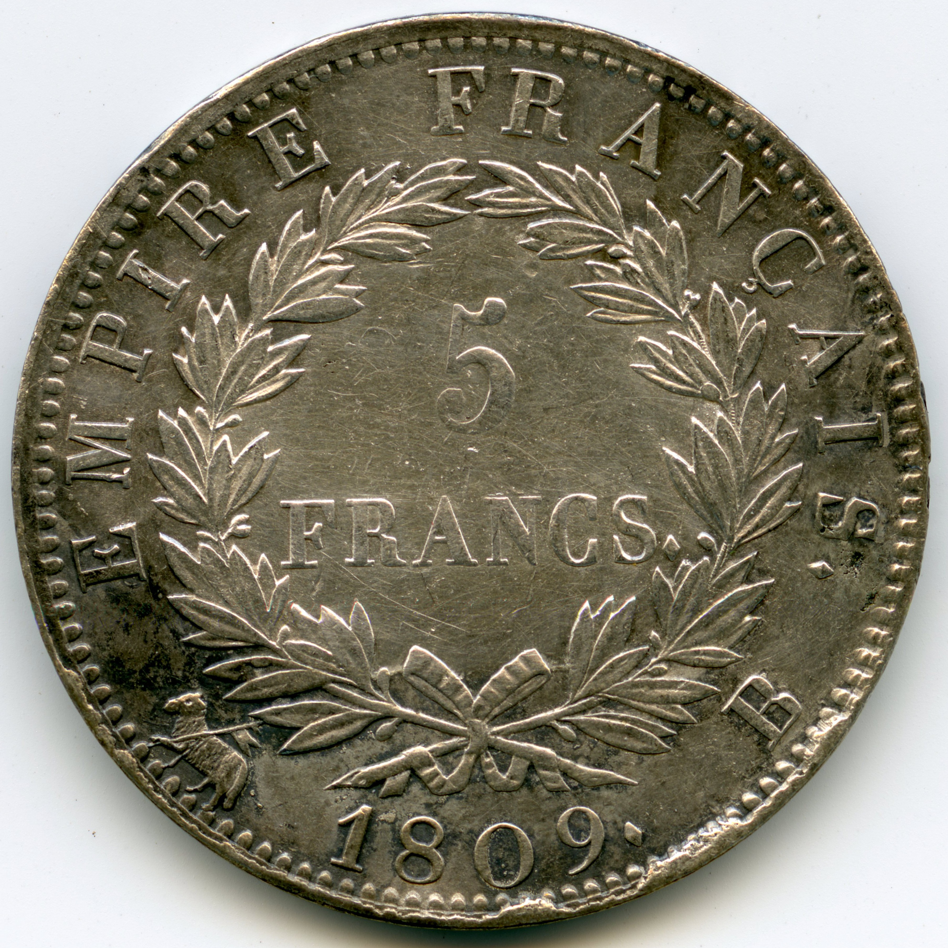 Napoléon Ier - 5 Francs - 1809 - Rouen revers