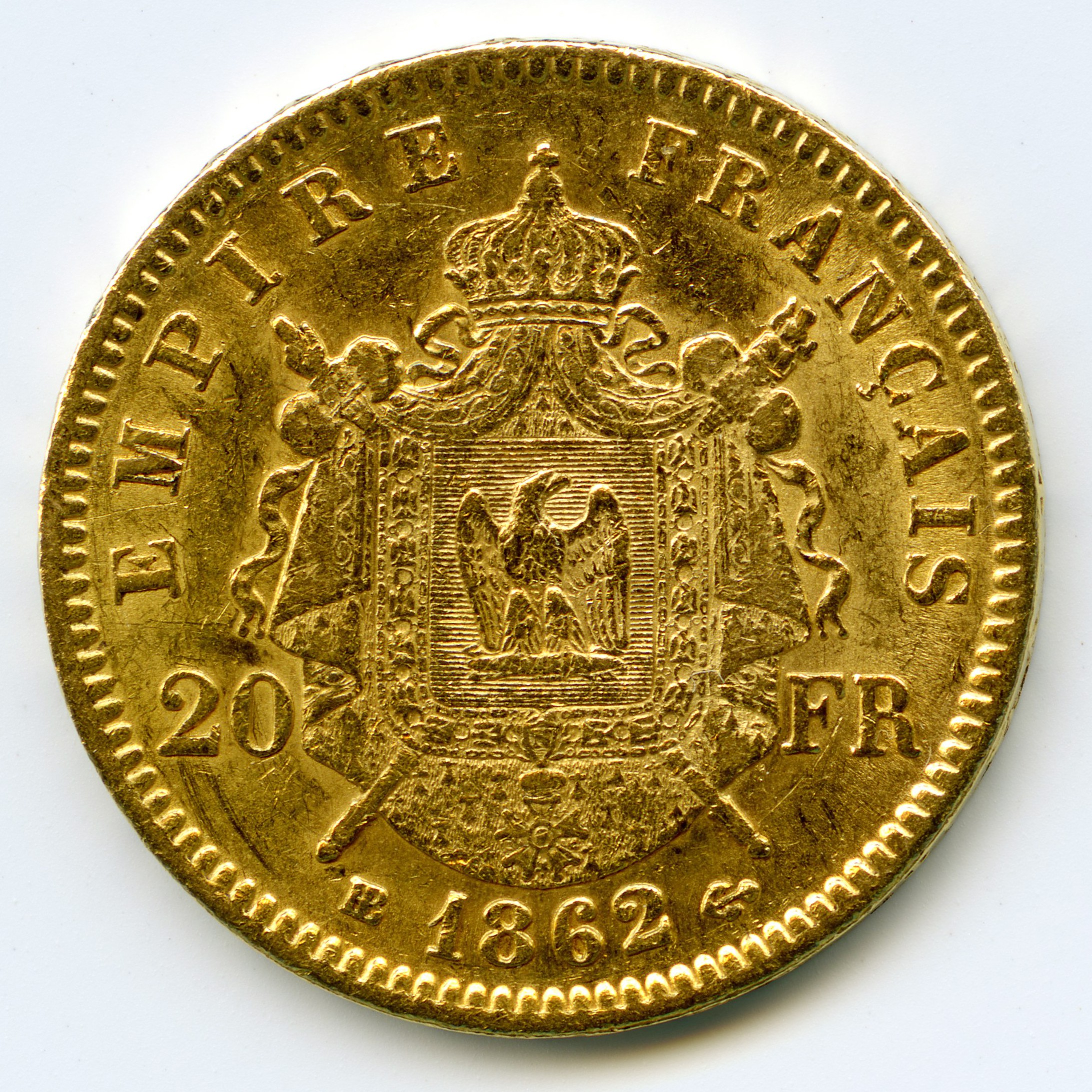 Napoléon III - 20 Francs - 1862 BB revers