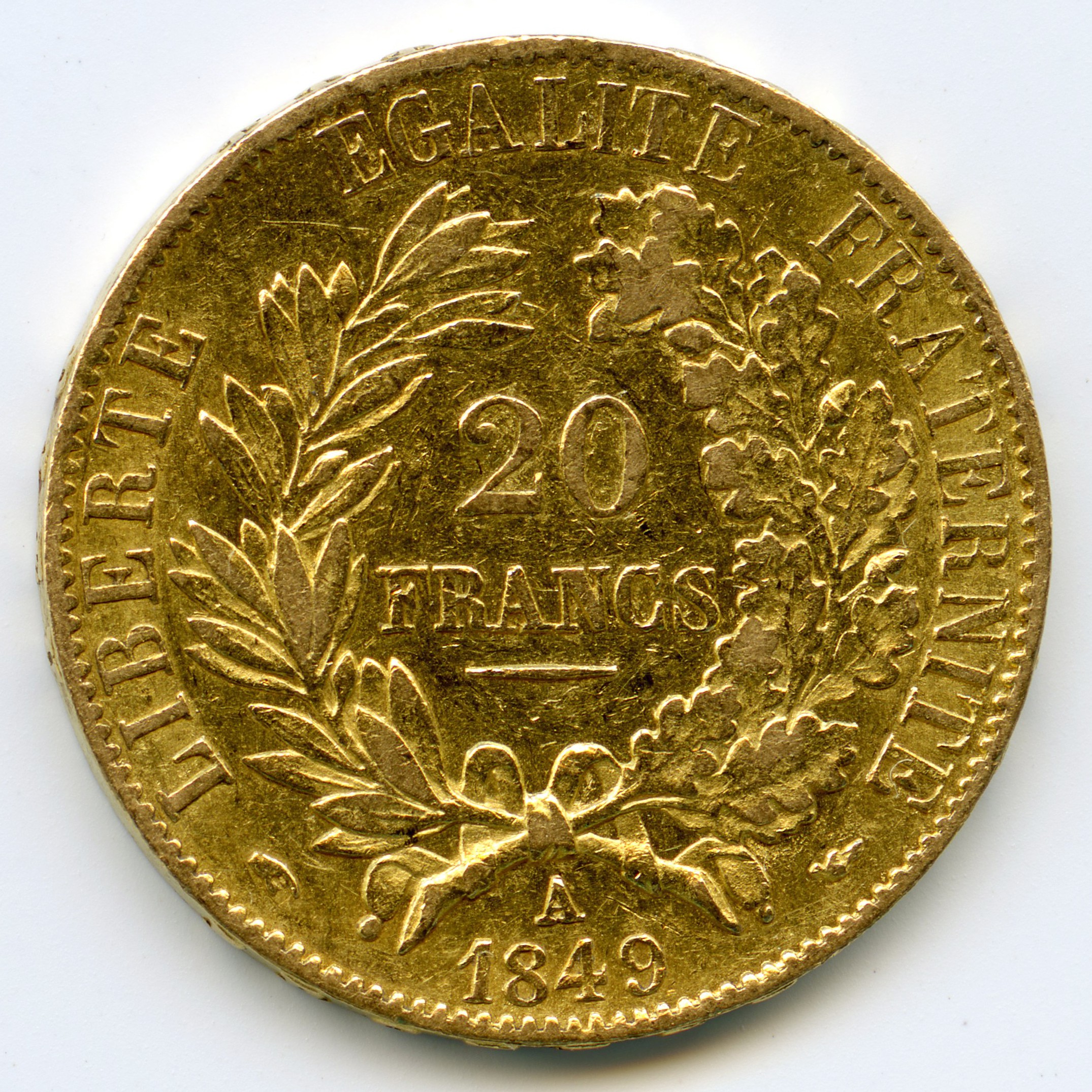 20 Francs - Cérès - 1849 A revers