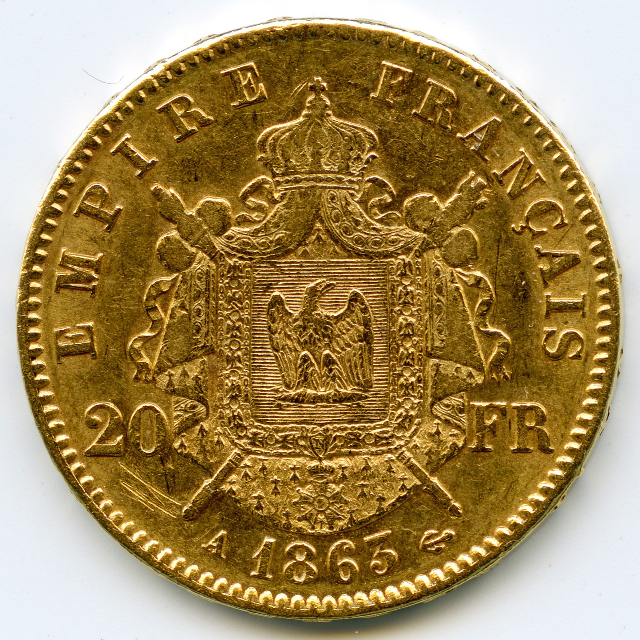 Napoléon III - 20 Francs - 1863 A revers