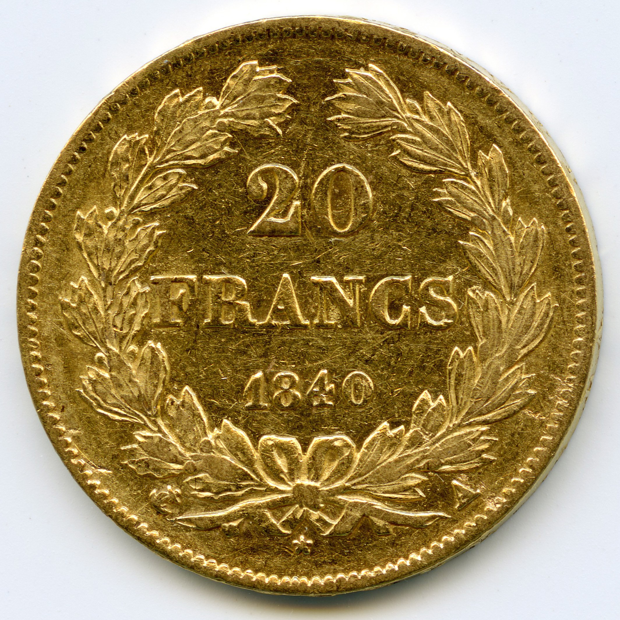 Louis Philippe Ier - 20 Francs - 1840 A revers Louis Philippe Ier - 20 Francs - 1840 A revers