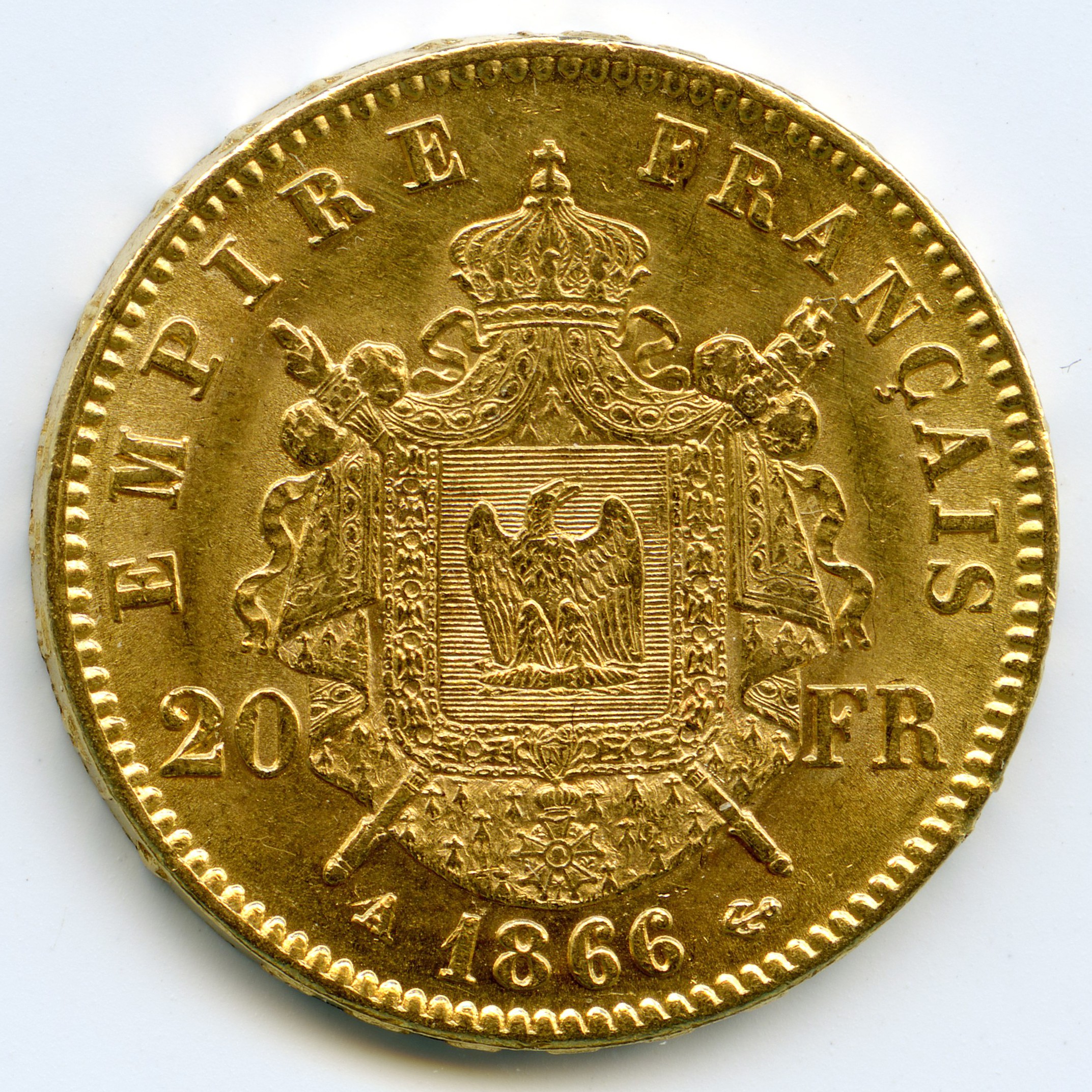 Napoléon III - 20 Francs - 1866 A revers