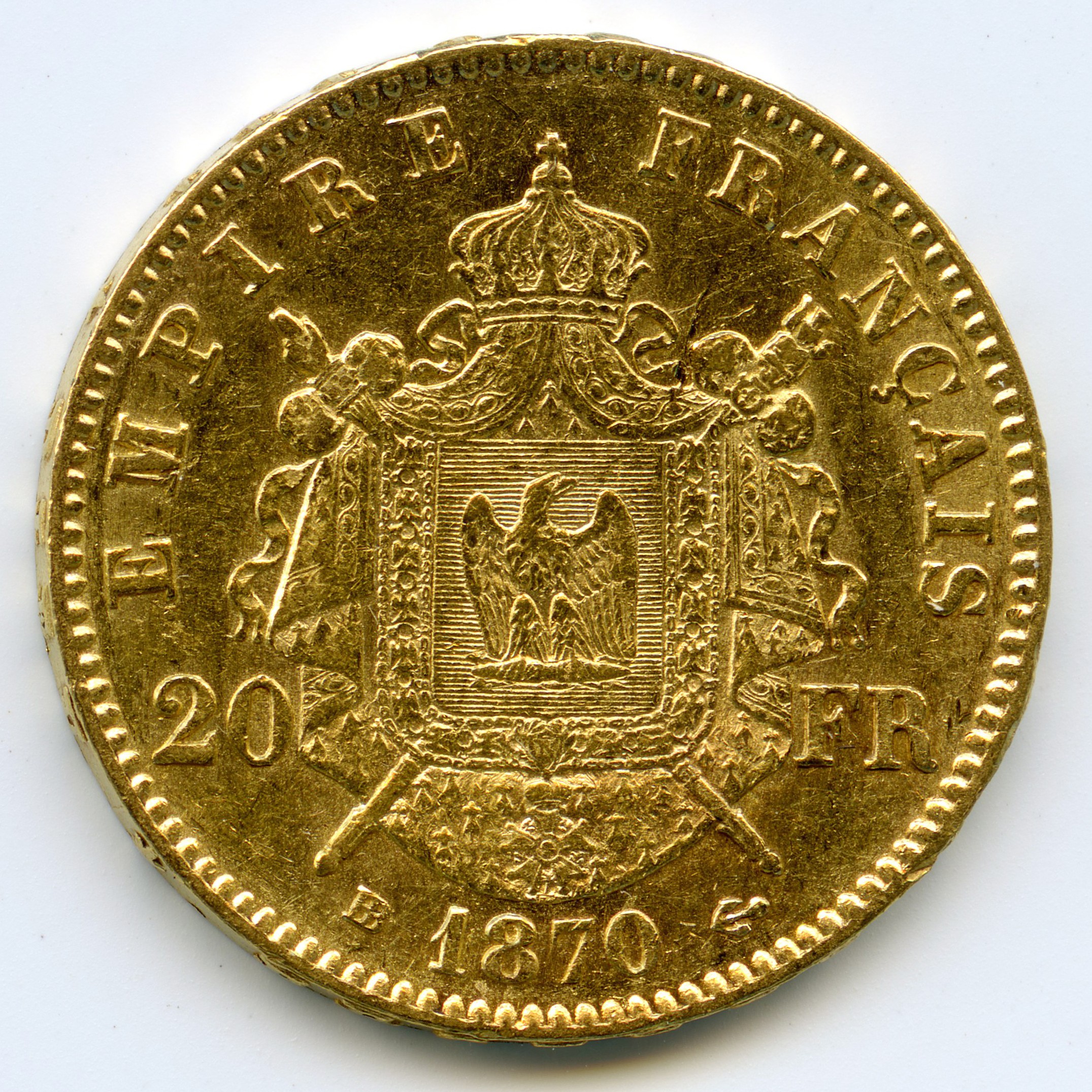 Napoléon III - 20 Francs - 1870 BB revers