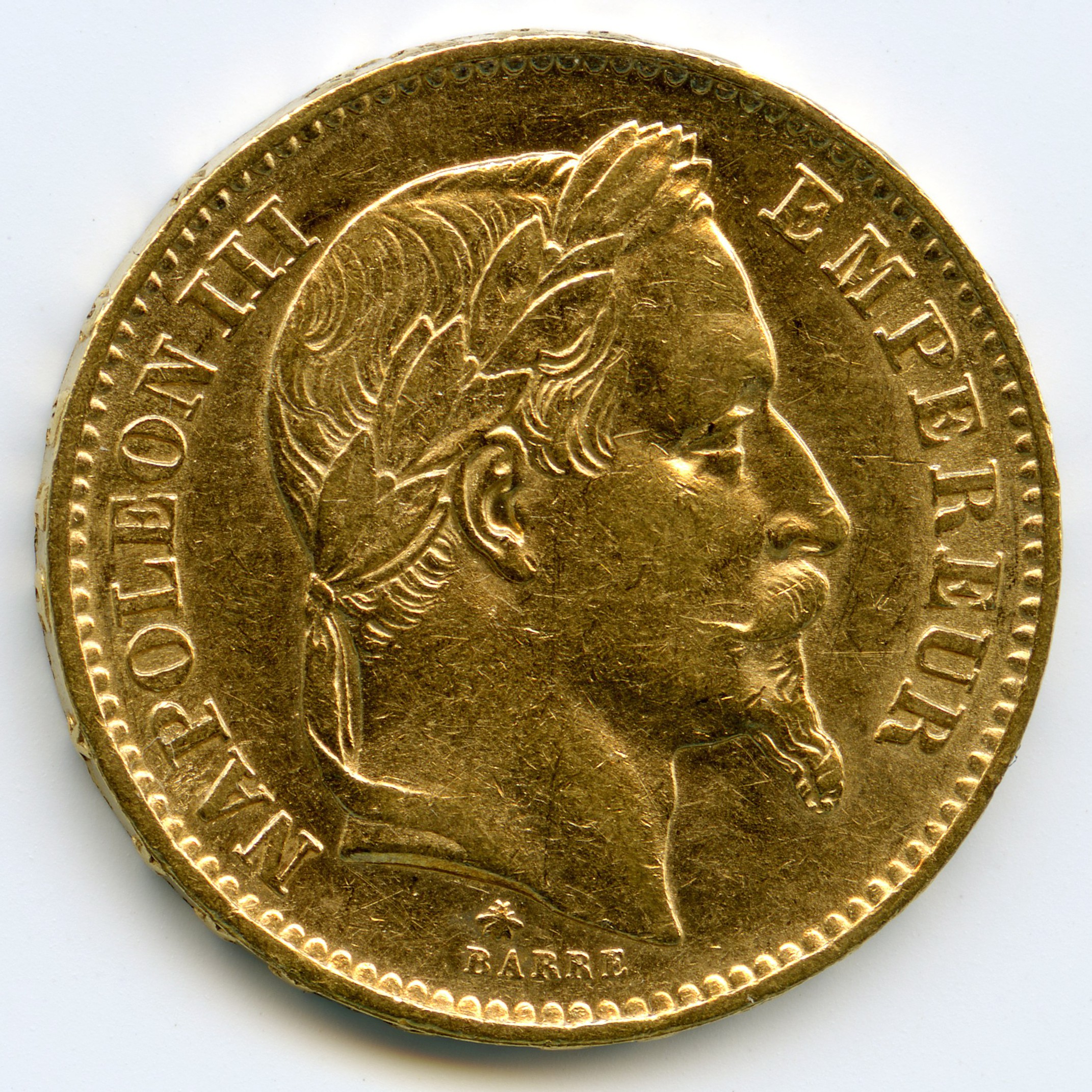 Napoléon III - 20 Francs - 1867 A avers Napoléon III - 20 Francs - 1867 A avers