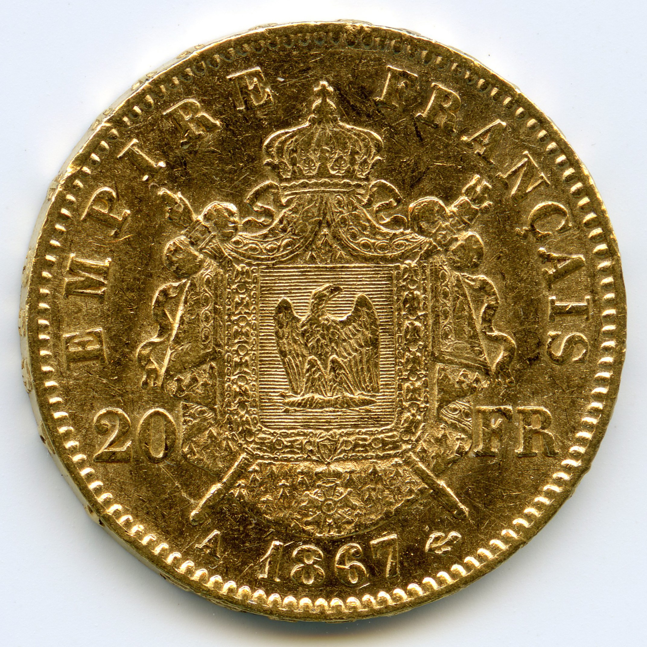 Napoléon III - 20 Francs - 1867 A revers