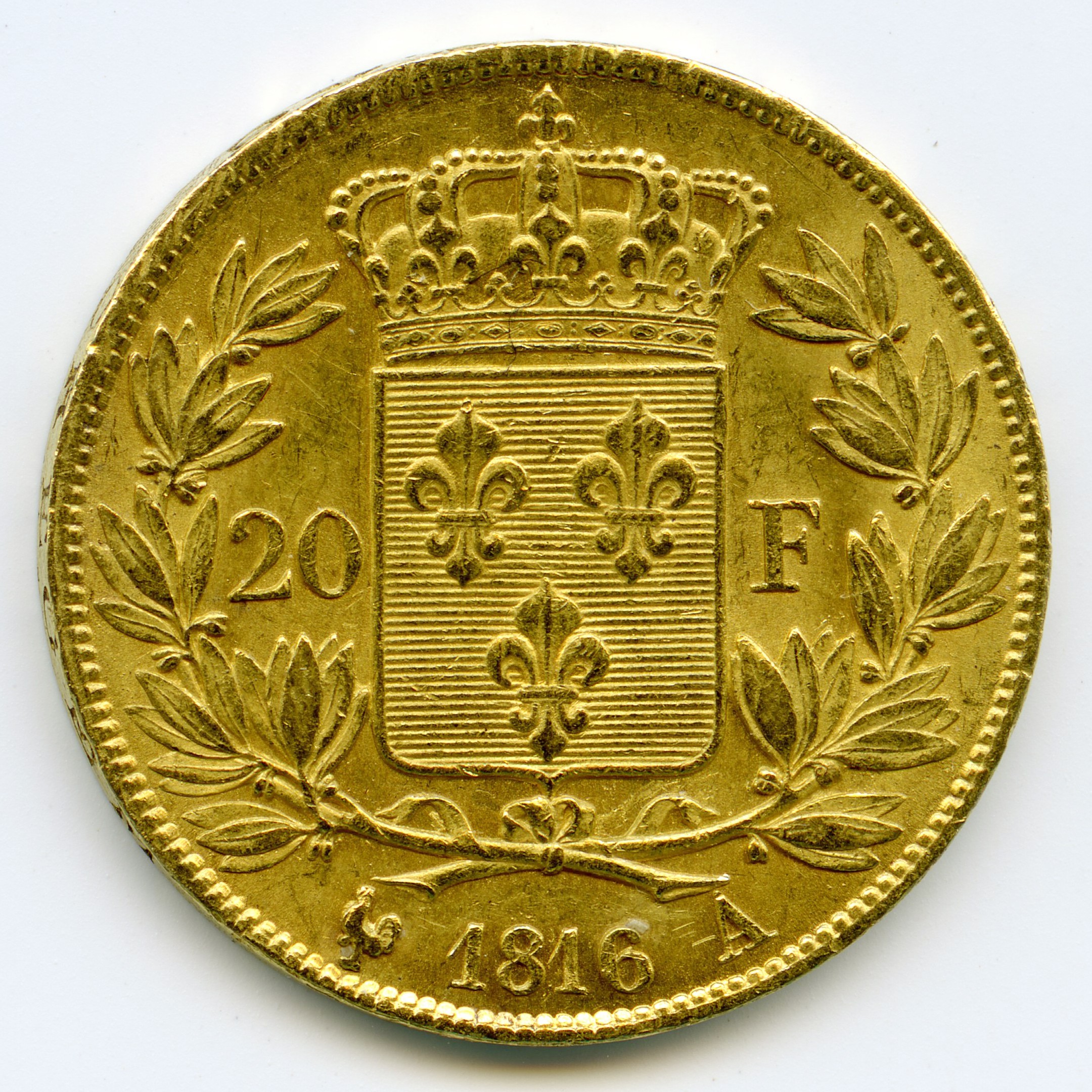 Louis XVIII - 20 Francs - 1816 A revers Louis XVIII - 20 Francs - 1816 A revers