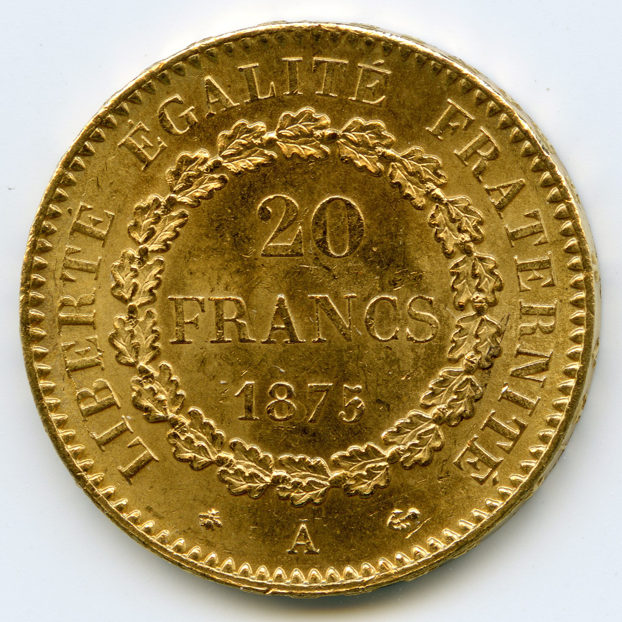 20 Francs - Génie - 1875 A revers