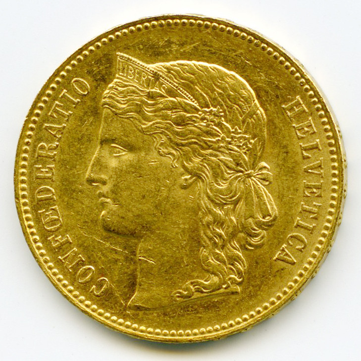 Suisse - 20 Francs - 1890 B avers
