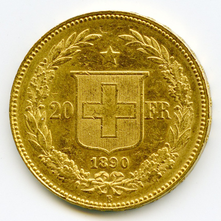 Suisse - 20 Francs - 1890 B revers