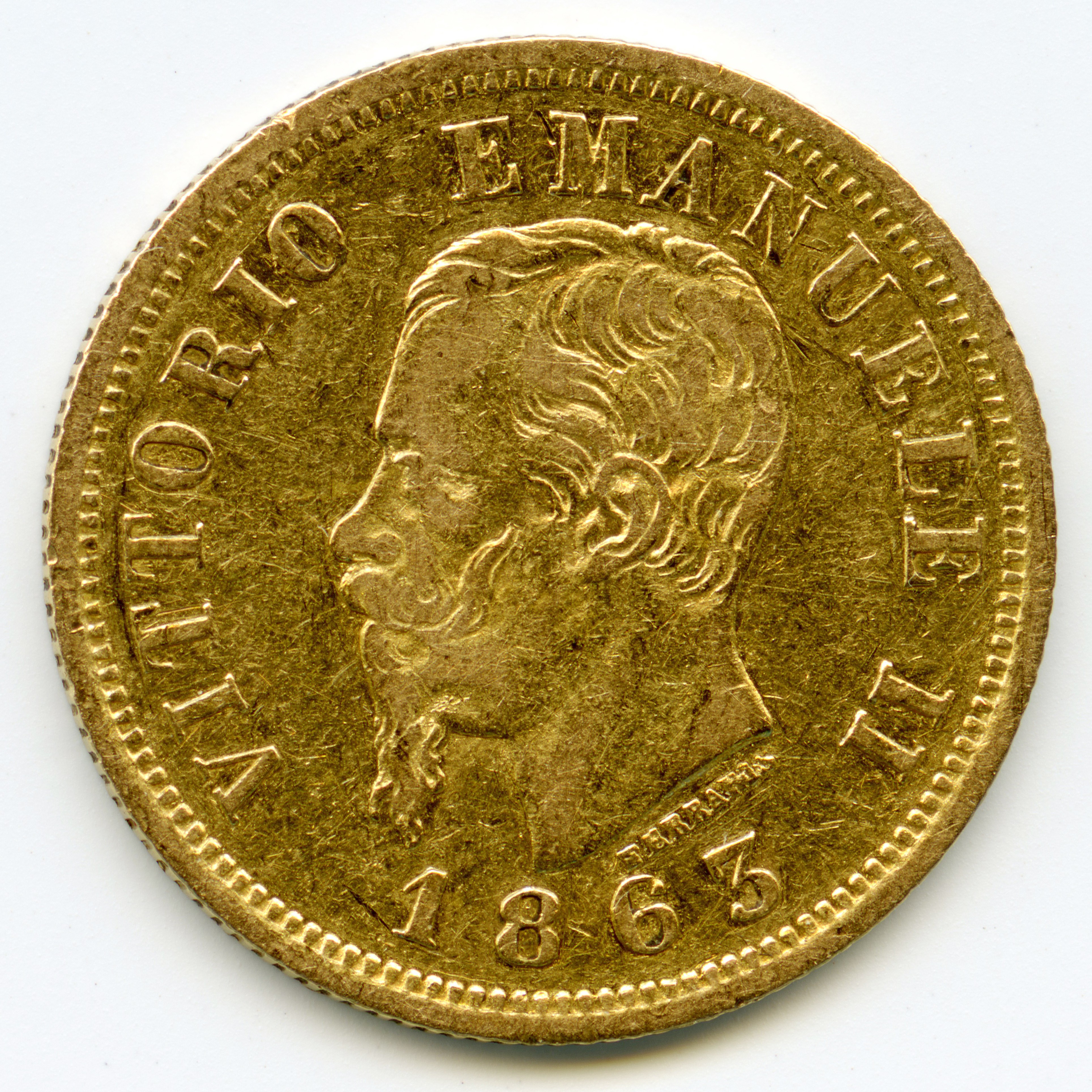 Italie - 10 Lire - 1863 Turin avers Italie - 10 Lire - 1863 Turin avers