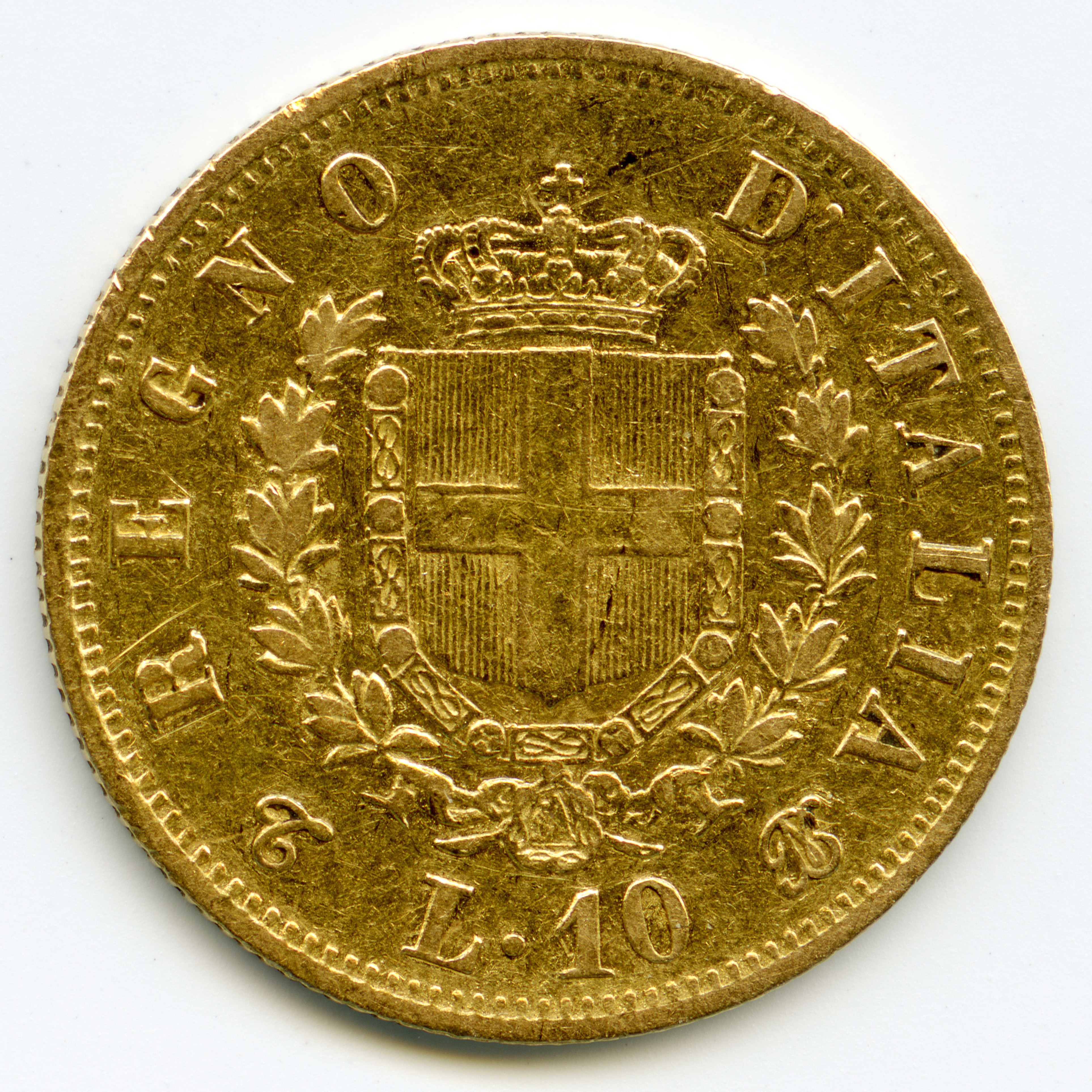 Italie - 10 Lire - 1863 Turin revers Italie - 10 Lire - 1863 Turin revers