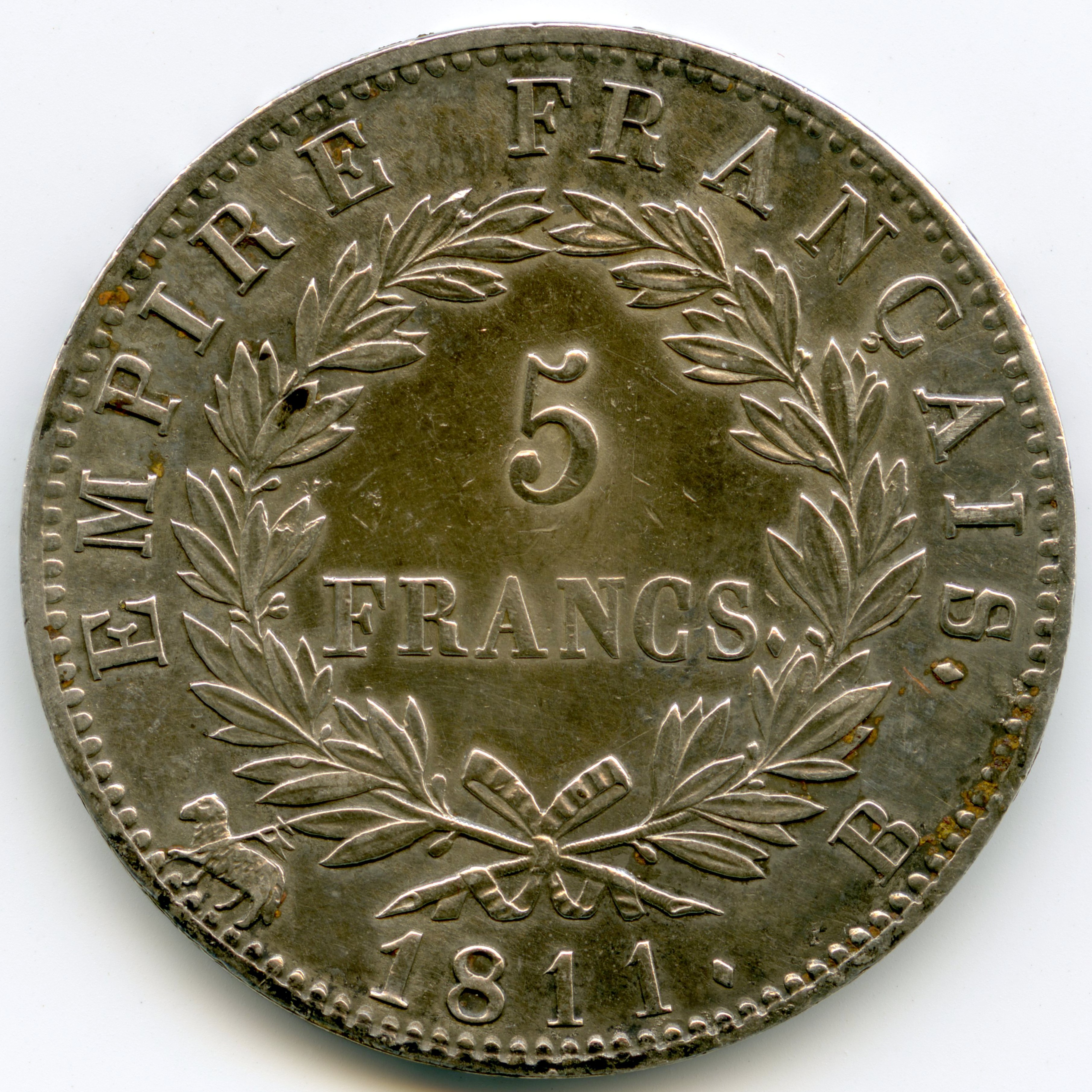 Napoléon Ier - 5 Francs - 1811 - Rouen revers Napoléon Ier - 5 Francs - 1811 - Rouen revers