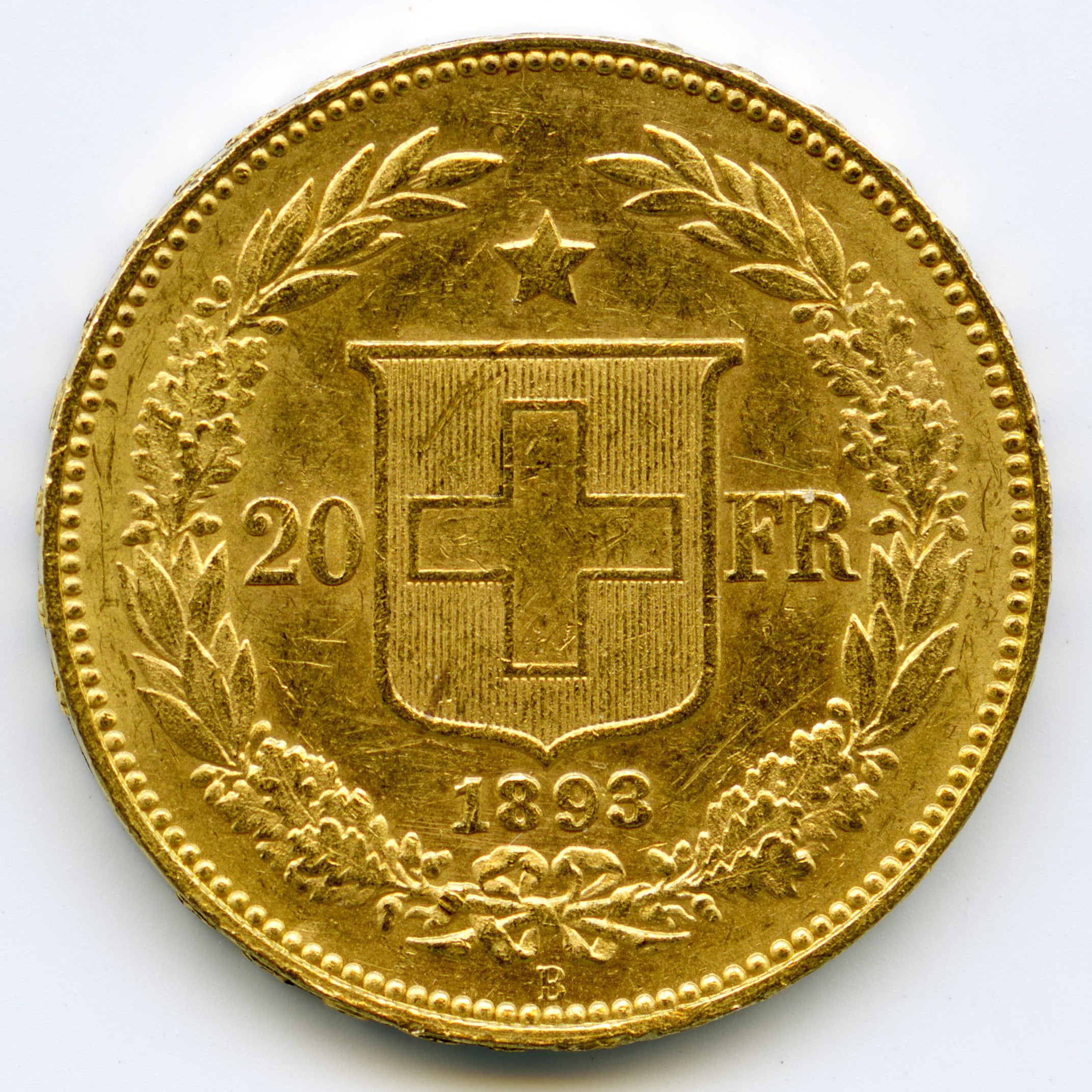 Suisse - 20 Francs - 1893 B revers