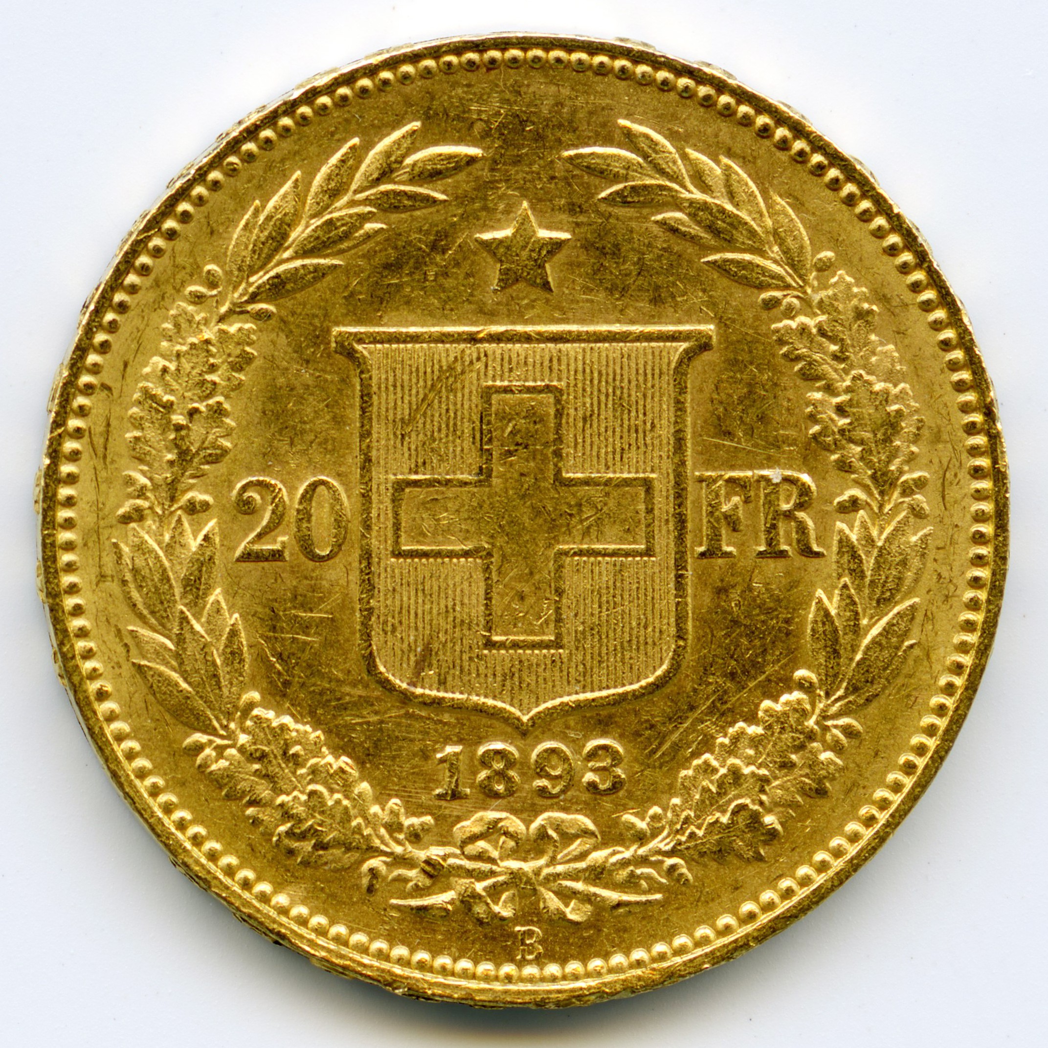 Suisse - 20 Francs - 1893 B revers Suisse - 20 Francs - 1893 B revers