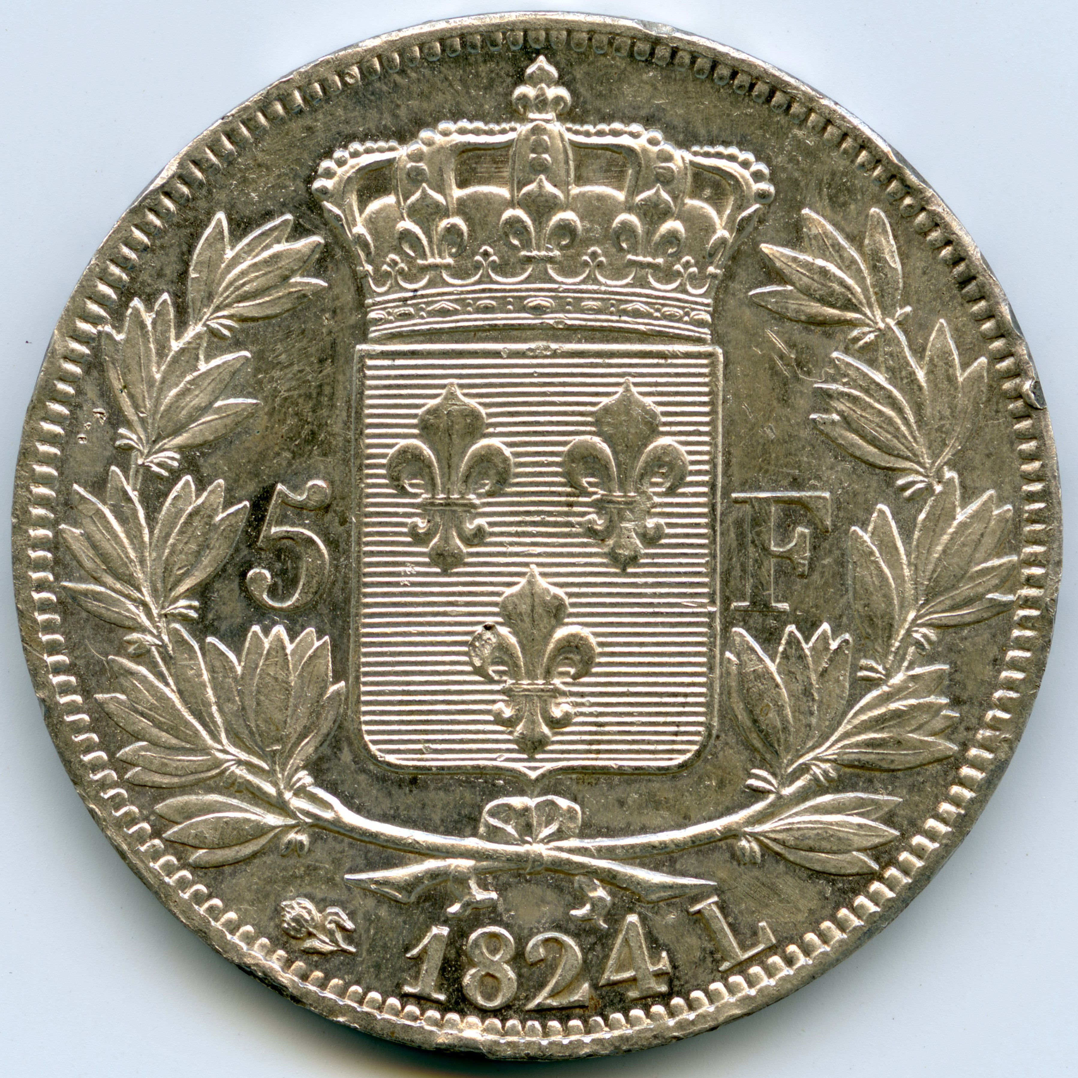 Louis XVIII - 5 Francs - 1824 - Bayonne revers
