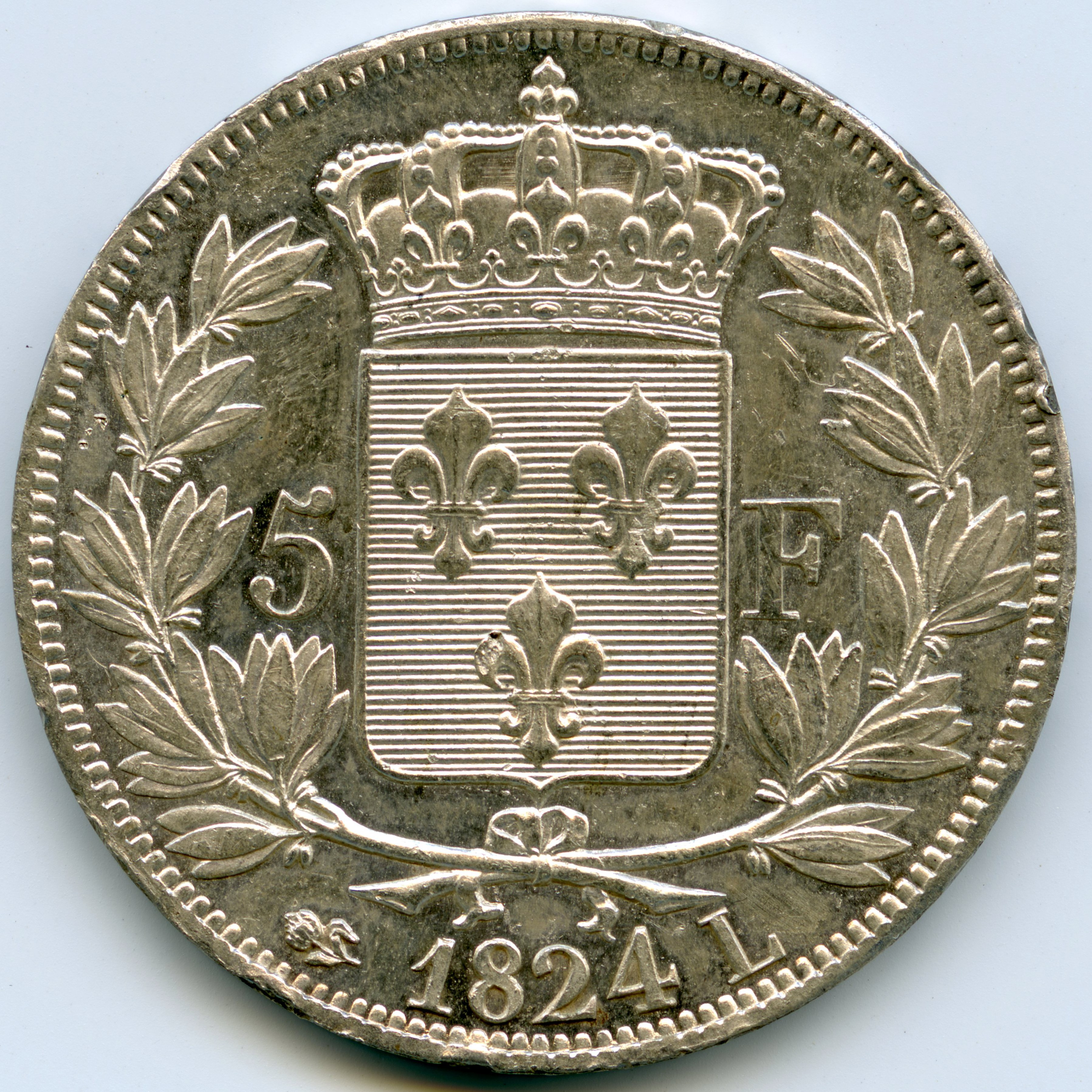 Louis XVIII - 5 Francs - 1824 - Bayonne revers Louis XVIII - 5 Francs - 1824 - Bayonne revers