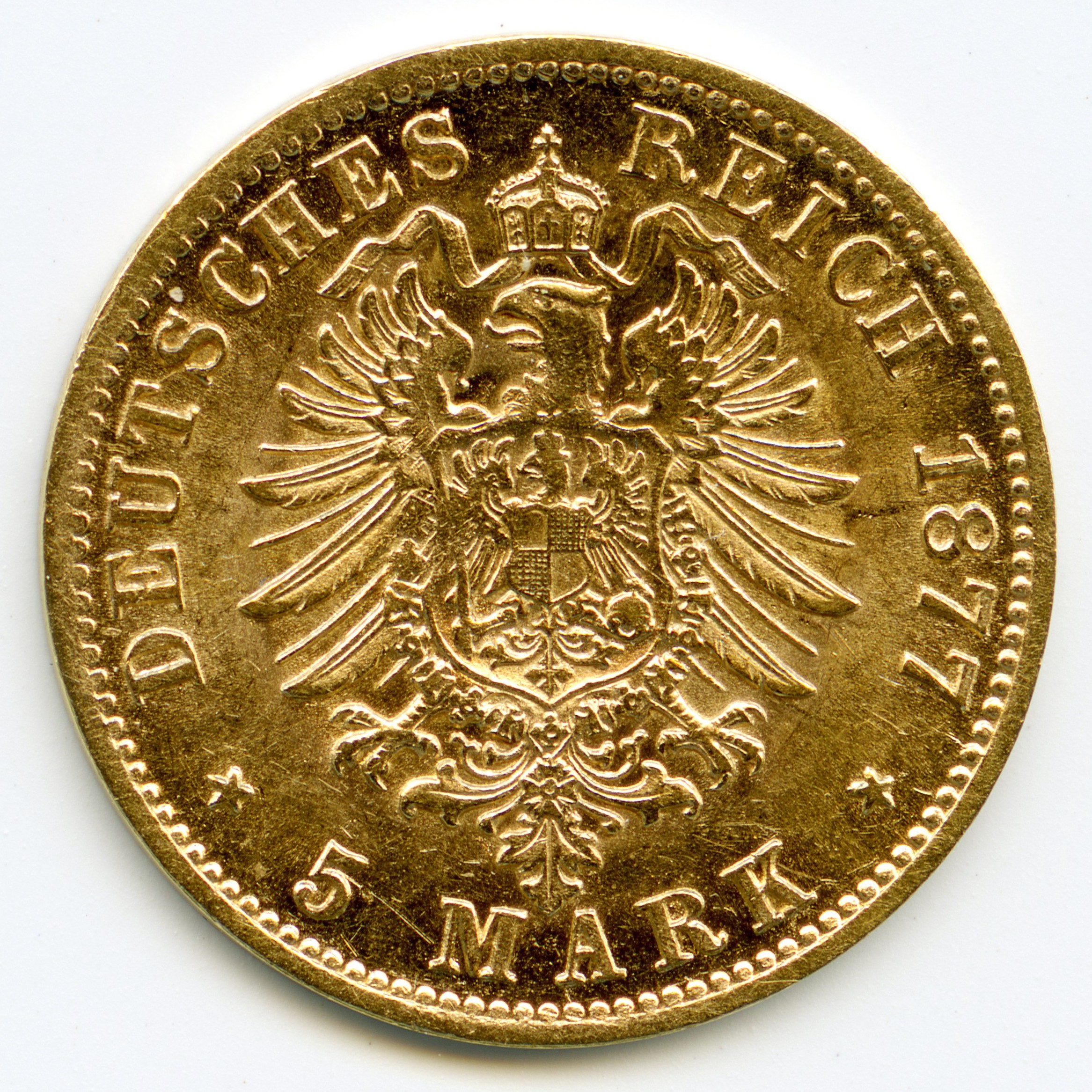 Allemagne - 5 Mark - 1877 revers