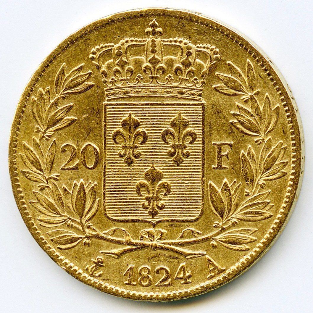 Louis XVIII - 20 Francs - 1824 A revers