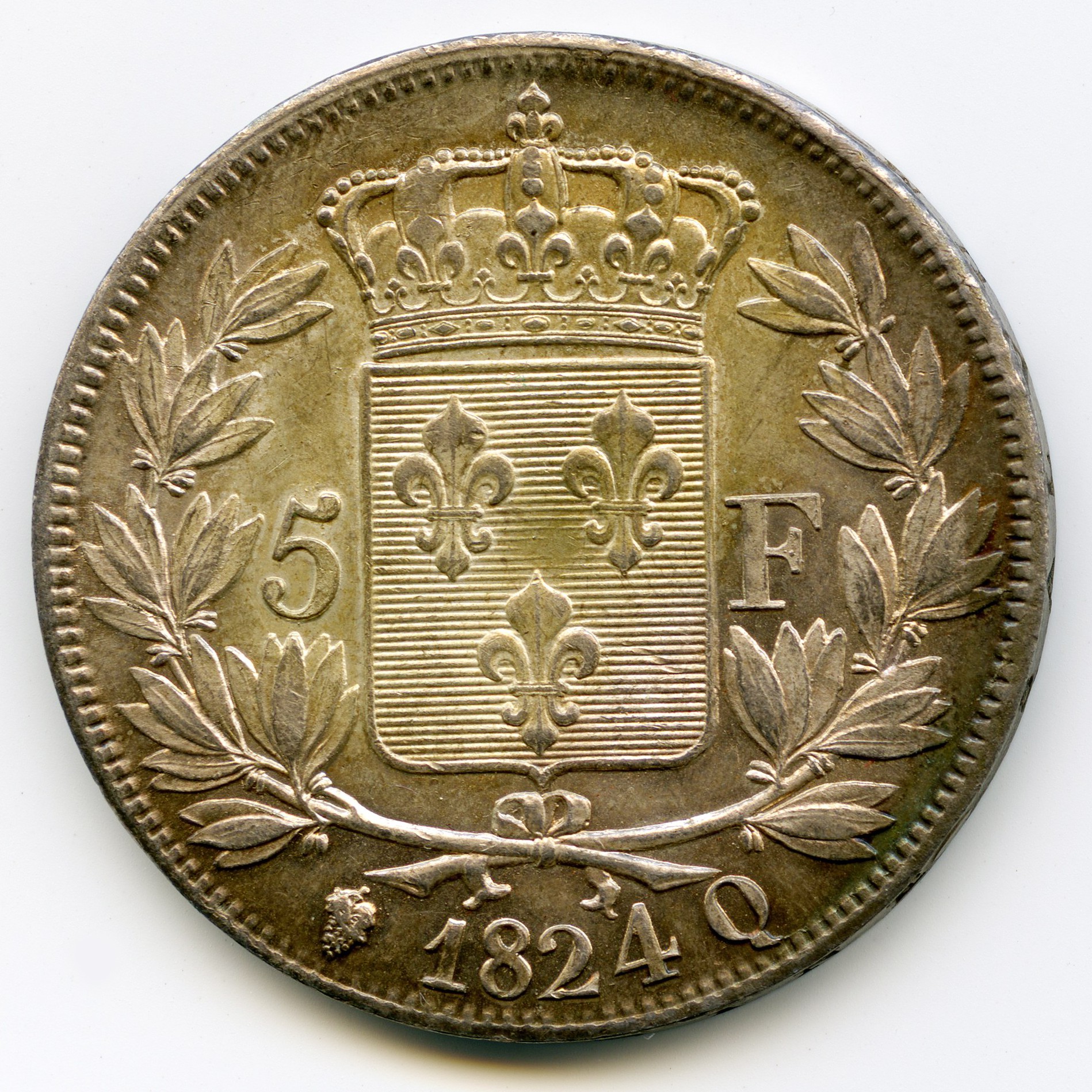 Louis XVIII - 5 Francs - 1824 Q revers