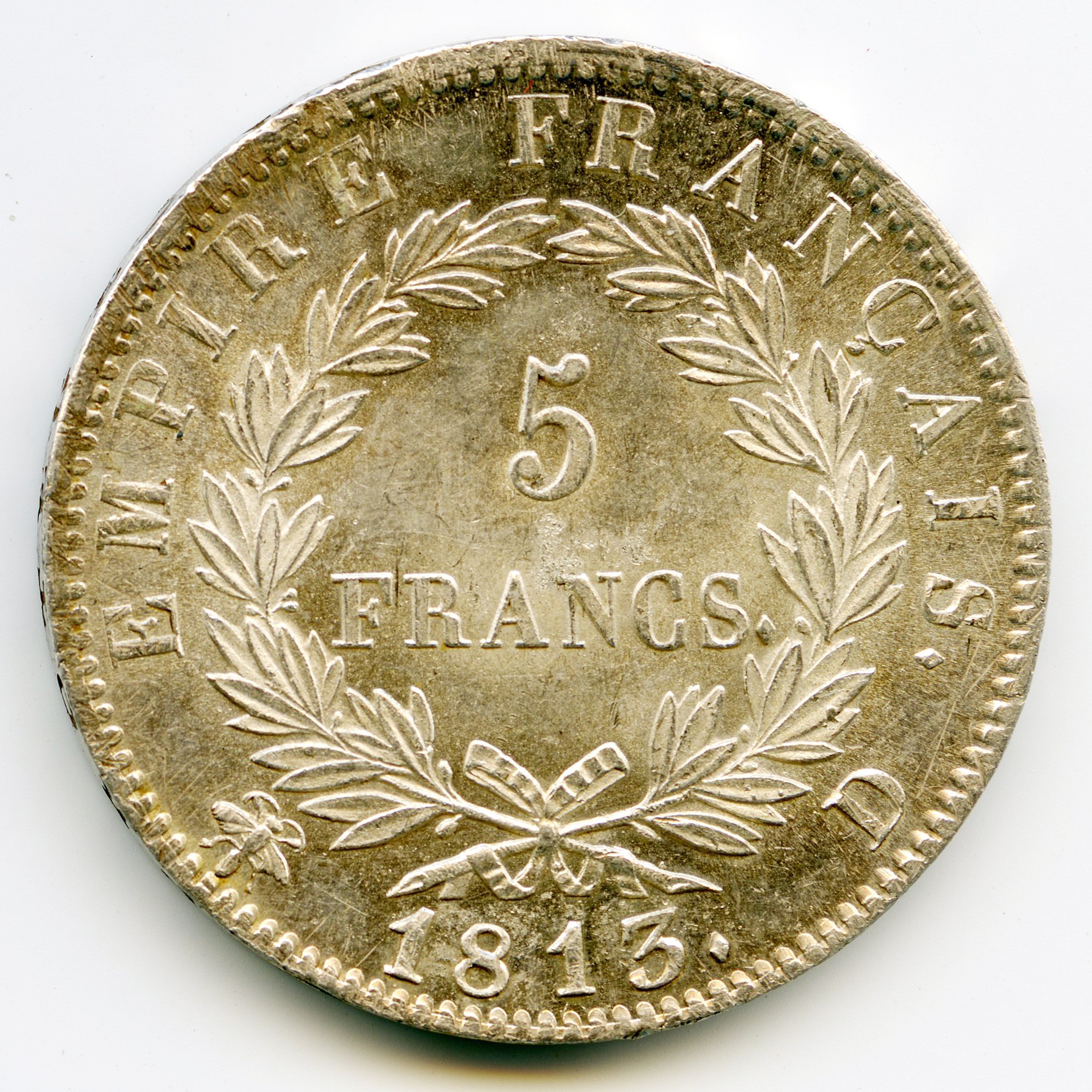 Napoléon Ier - 5 Francs - 1813 D revers Napoléon Ier - 5 Francs - 1813 D revers