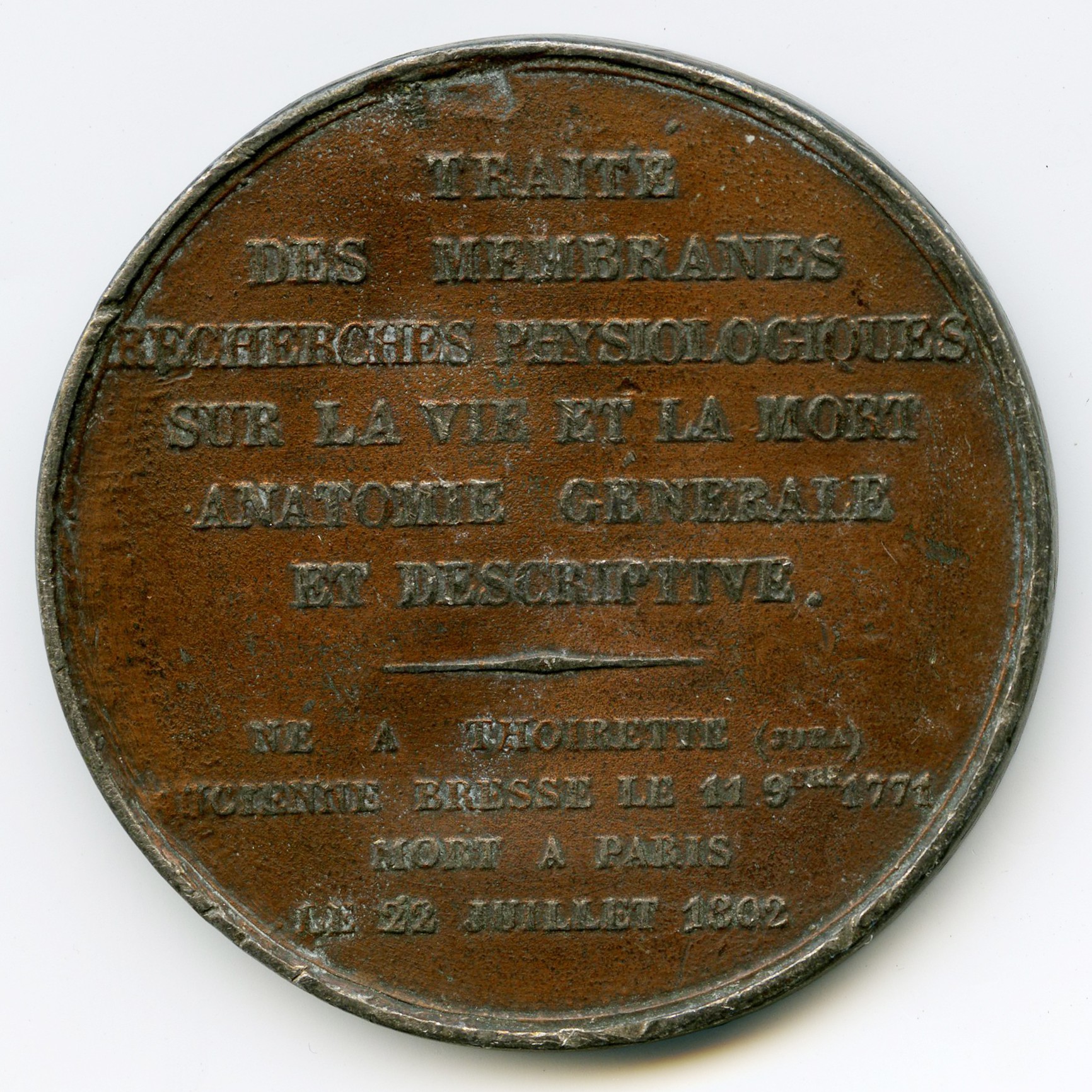 Xavier Bichat - Médaille Bronze revers Xavier Bichat - Médaille Bronze revers