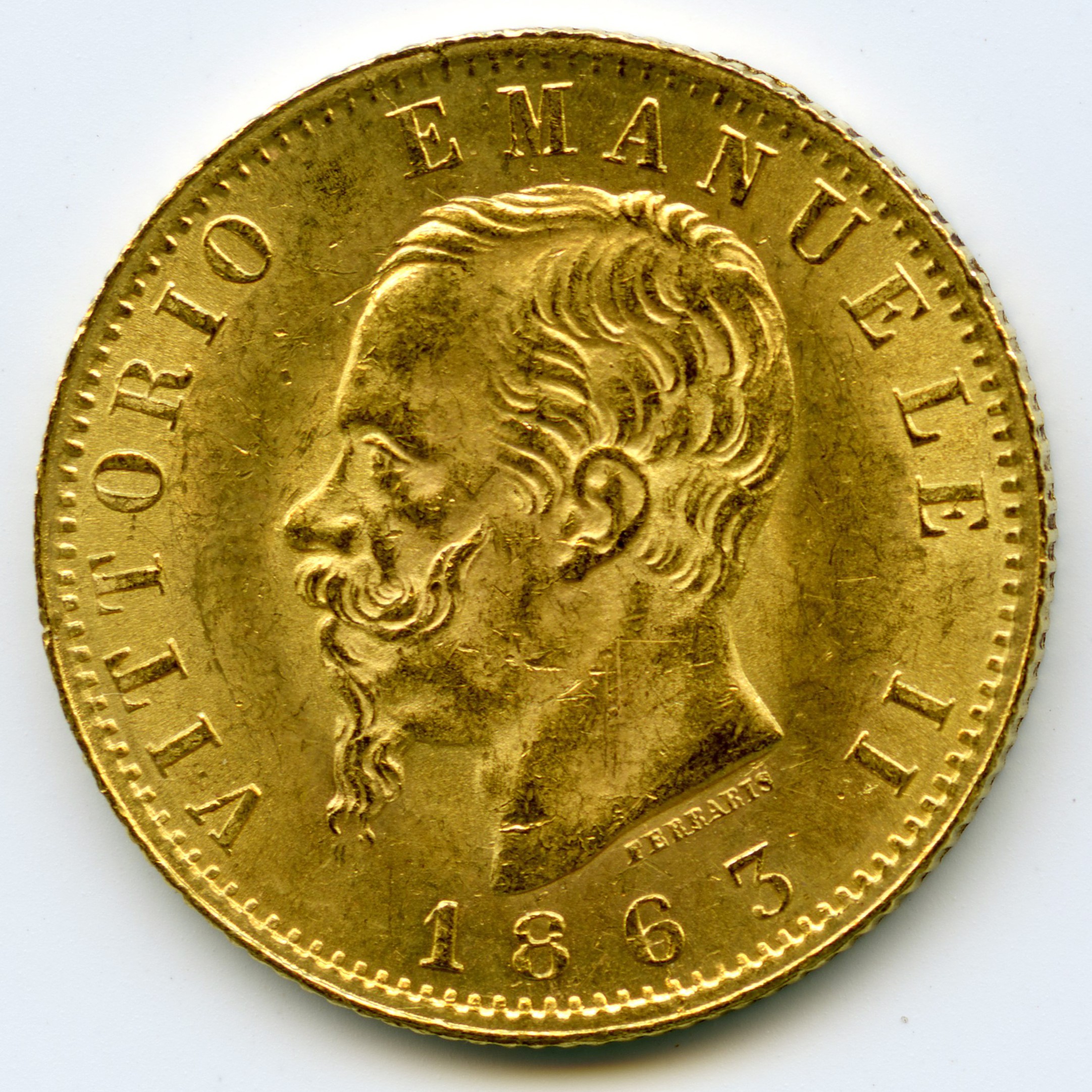 Italie - 20 Lire - 1863 T avers
