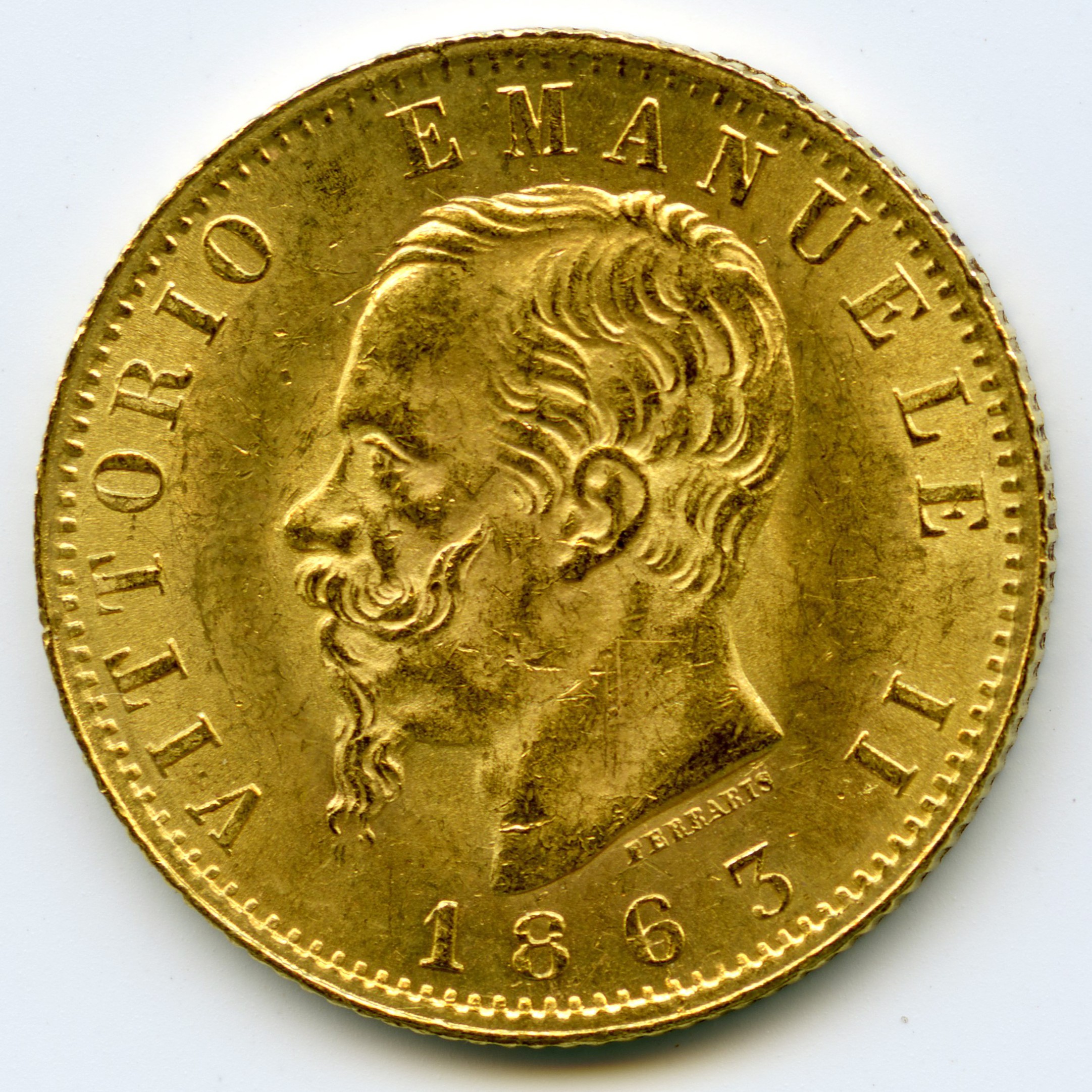 Italie - 20 Lire - 1863 T avers Italie - 20 Lire - 1863 T avers