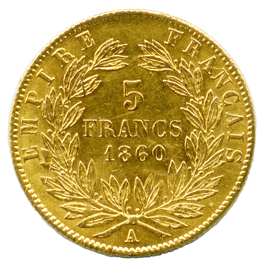 Napoléon III - 5 Francs - 1860 A revers
