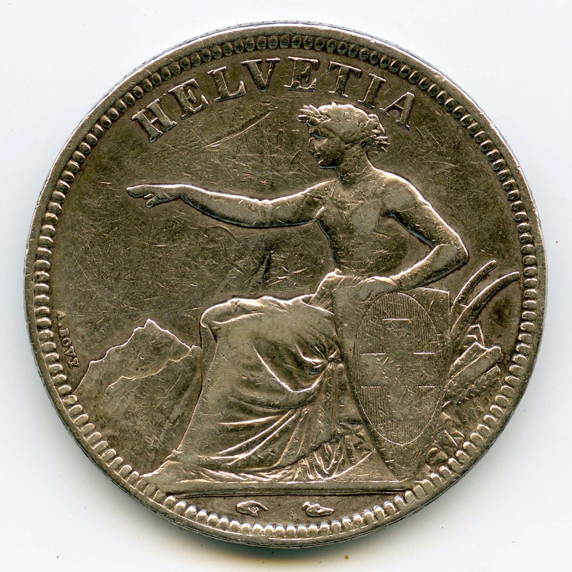 Suisse - 5 Francs - 1850 A avers Suisse - 5 Francs - 1850 A avers