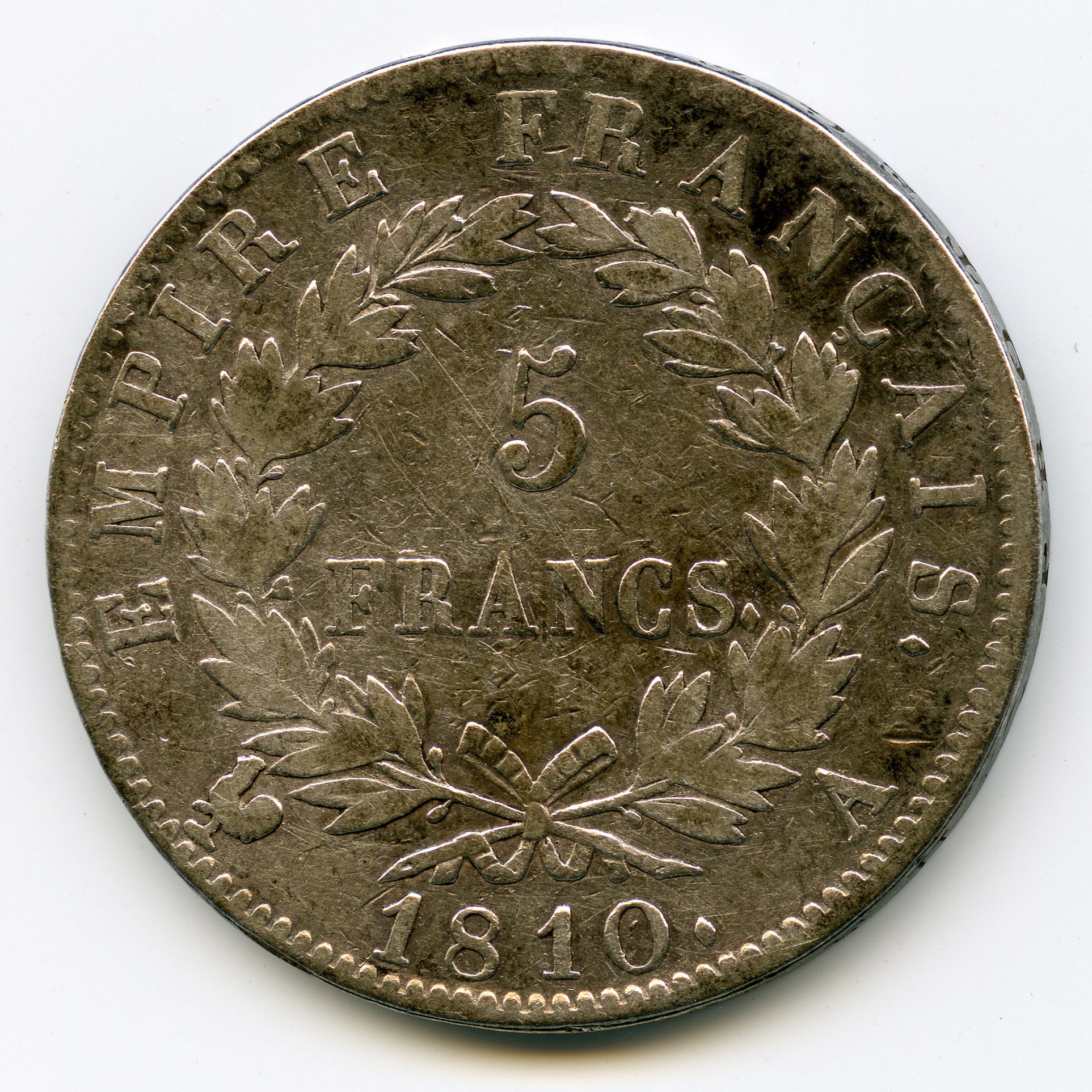 Napoléon Ier - 5 Francs - 1810 A revers Napoléon Ier - 5 Francs - 1810 A revers