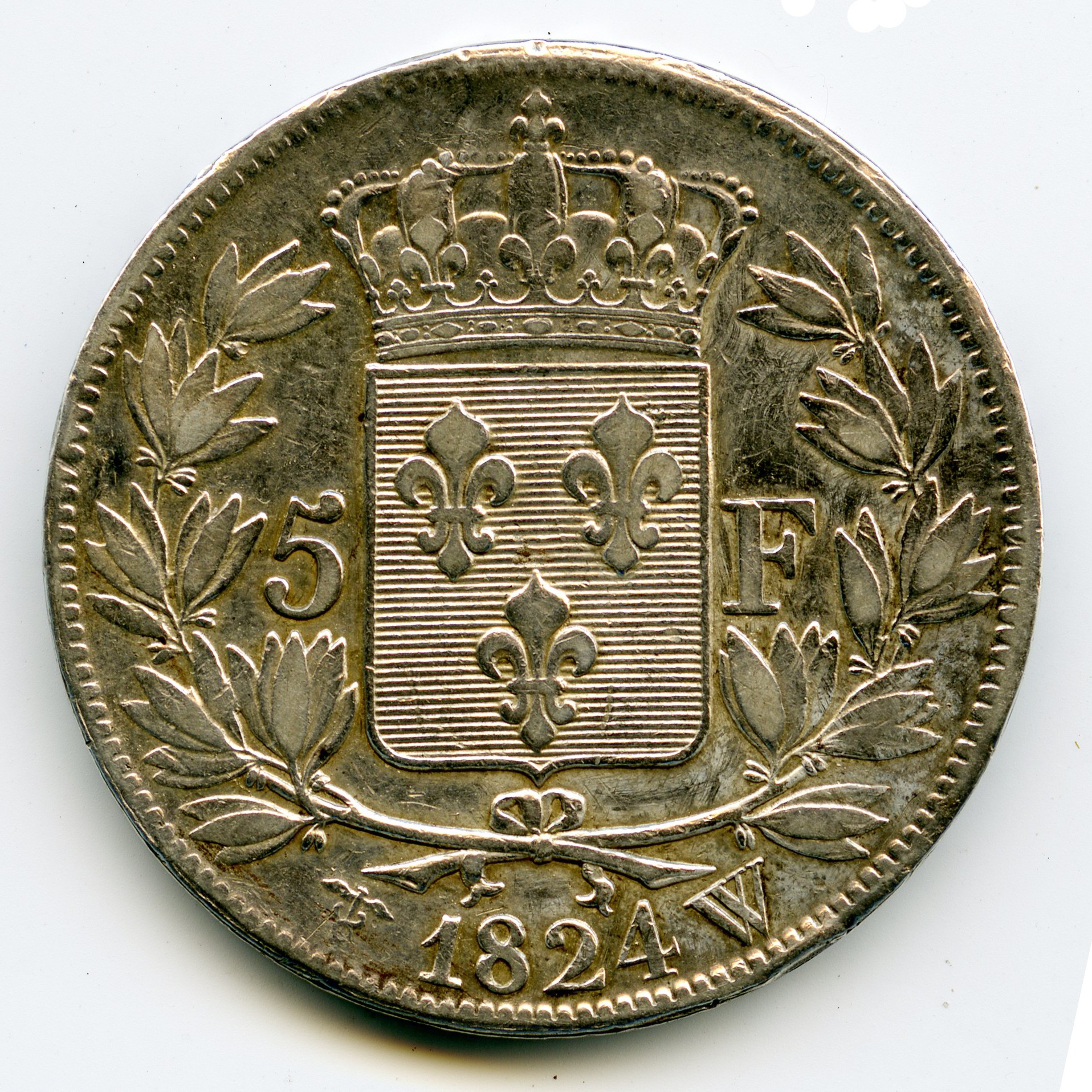 Louis XVIII - 5 Francs - 1824 W revers