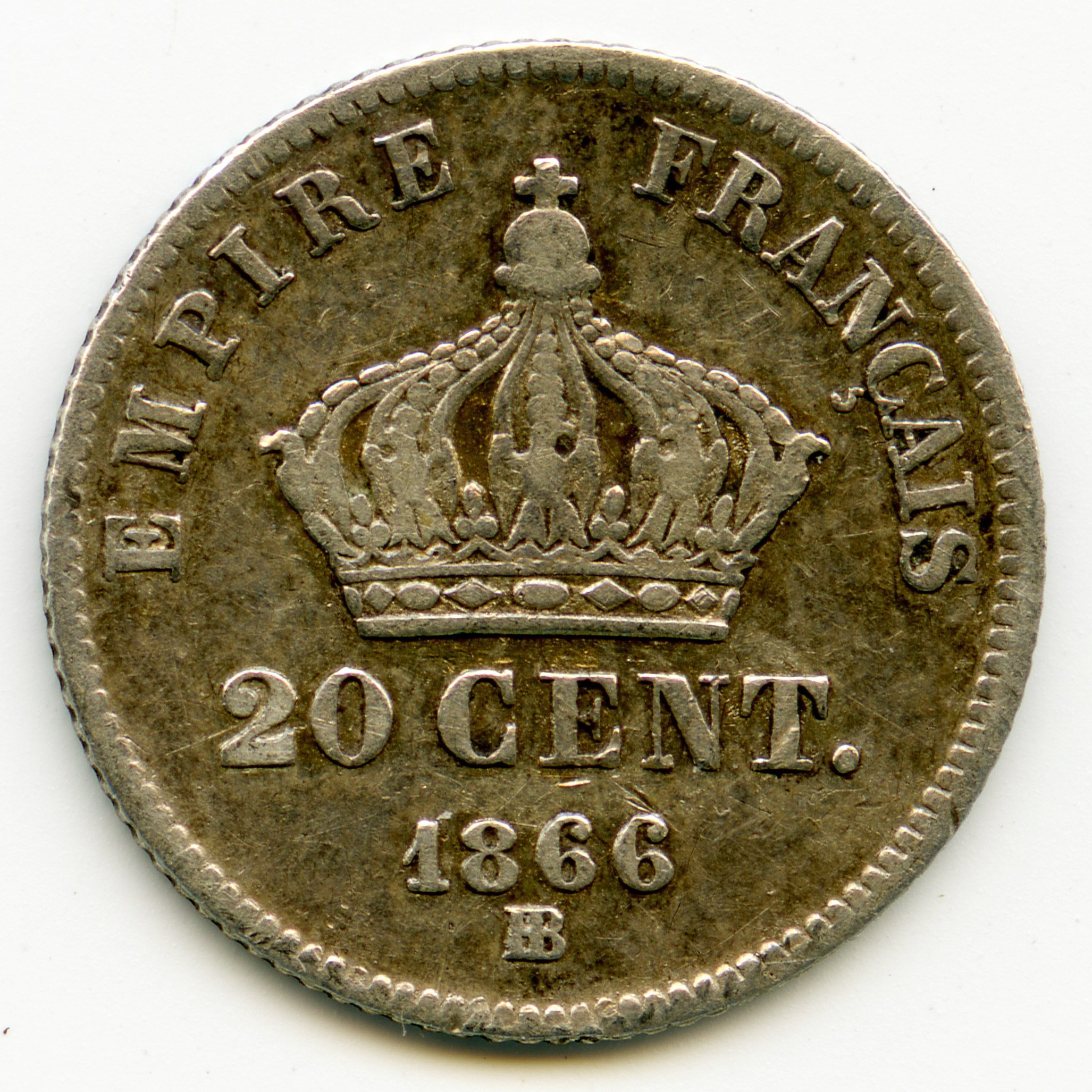 Napoléon III - 20 Centimes - 1866 BB revers Napoléon III - 20 Centimes - 1866 BB revers
