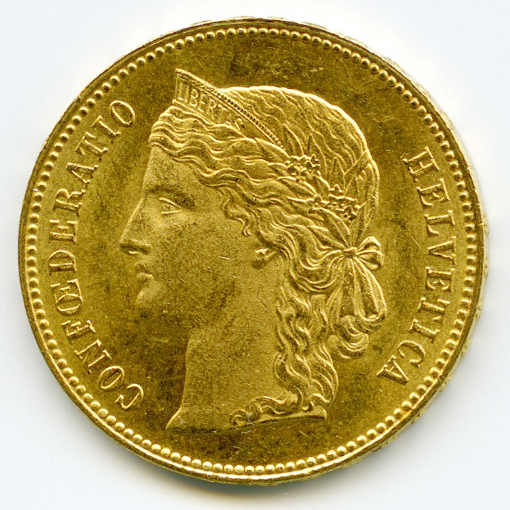 Suisse - 20 Francs - 1896 B avers
