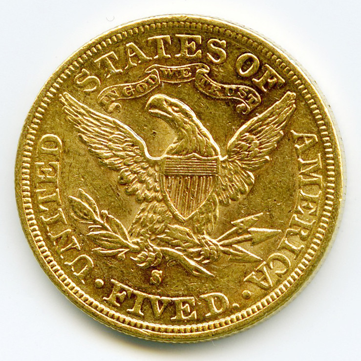 USA - 5 Dollars - 1892 S revers USA - 5 Dollars - 1892 S revers