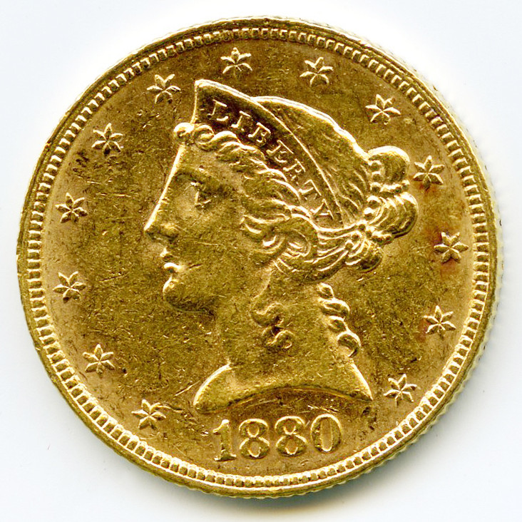 USA - 5 Dollars - 1880 avers