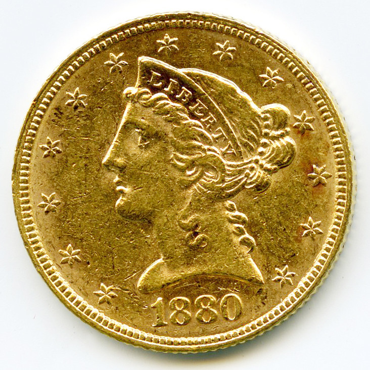 USA - 5 Dollars - 1880 avers USA - 5 Dollars - 1880 avers