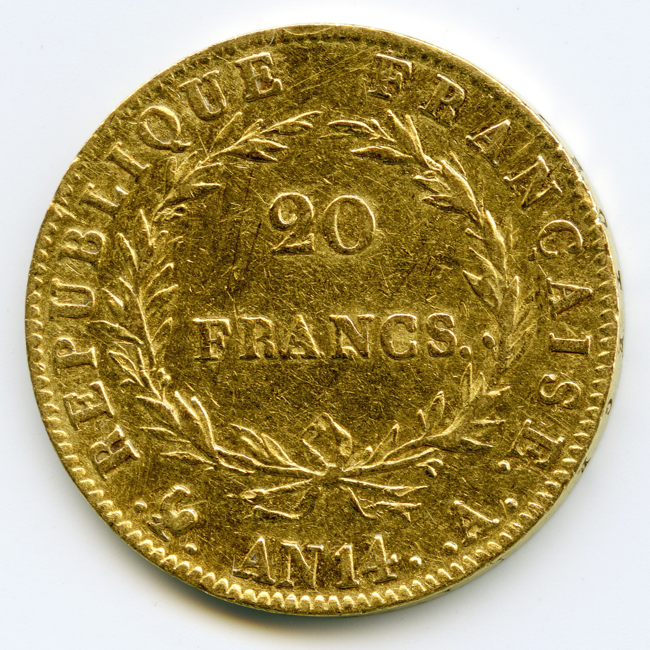 Napoléon Ier - 20 Francs - An 14 A revers