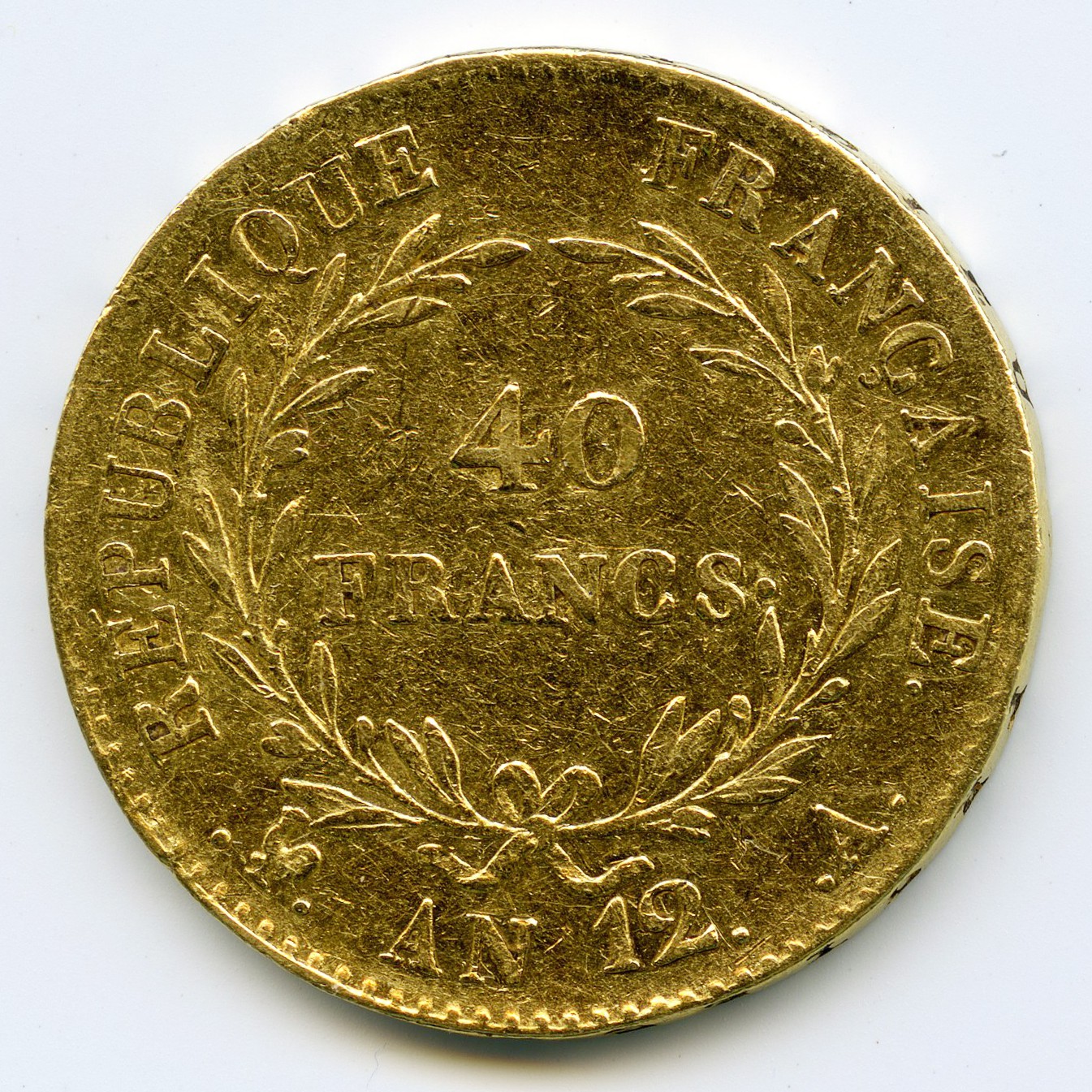 Bonaparte - 40 Francs - An 12 A revers Bonaparte - 40 Francs - An 12 A revers