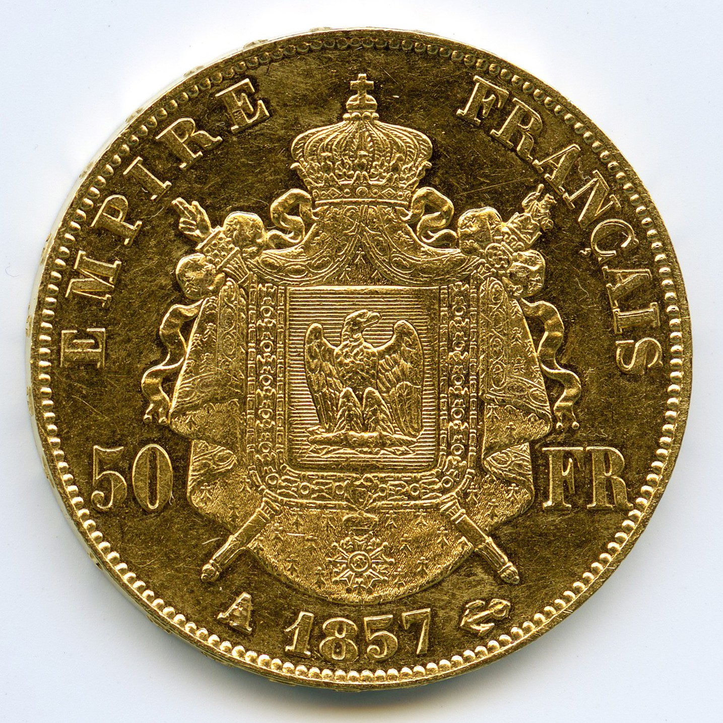 Napoléon III - 50 Francs - 1857 A revers Napoléon III - 50 Francs - 1857 A revers