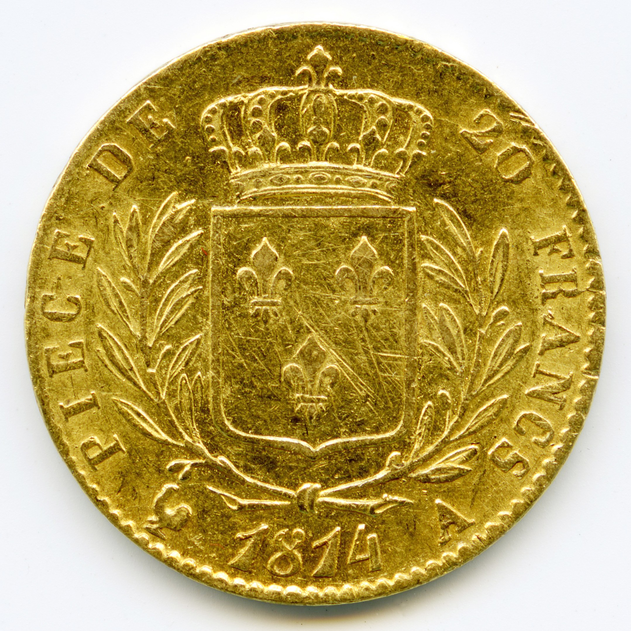 Louis XVIII - 20 Francs - 1814 A revers Louis XVIII - 20 Francs - 1814 A revers