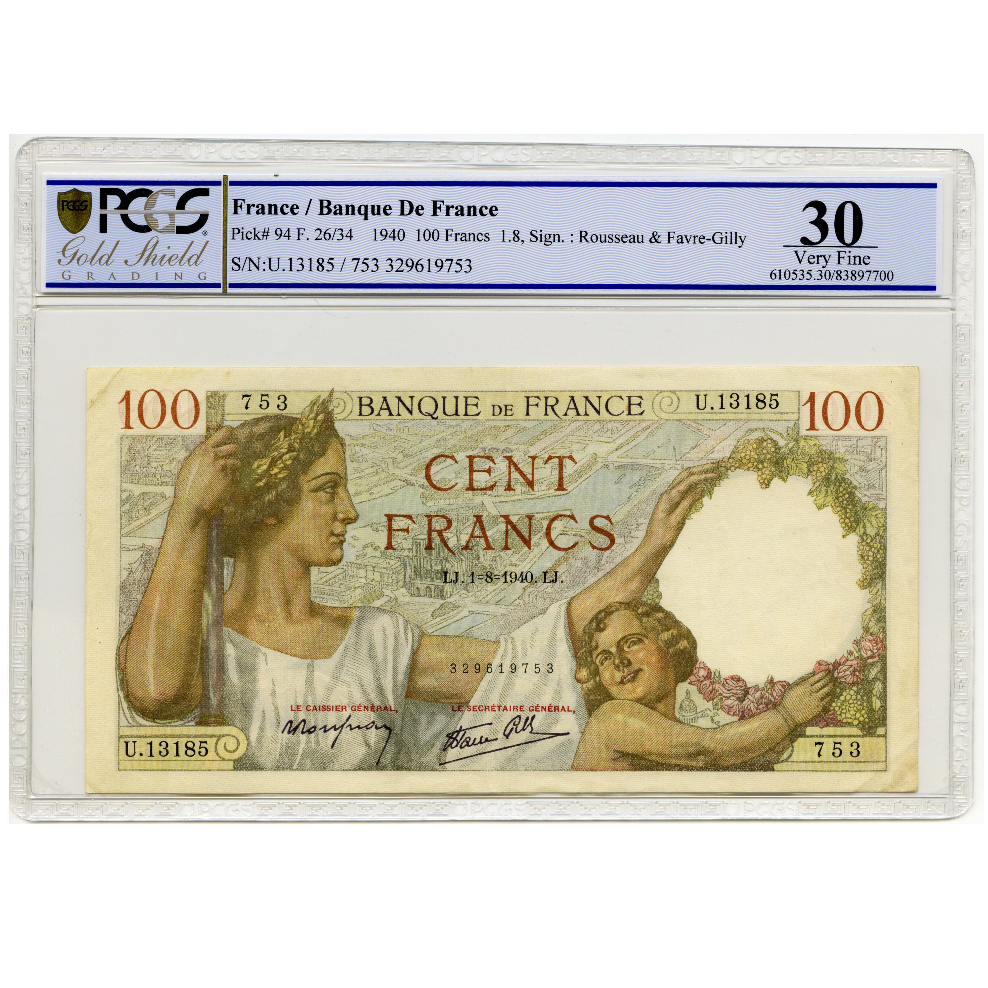 France - 100 Frs - U13185-753 avers France - 100 Frs - U13185-753 avers