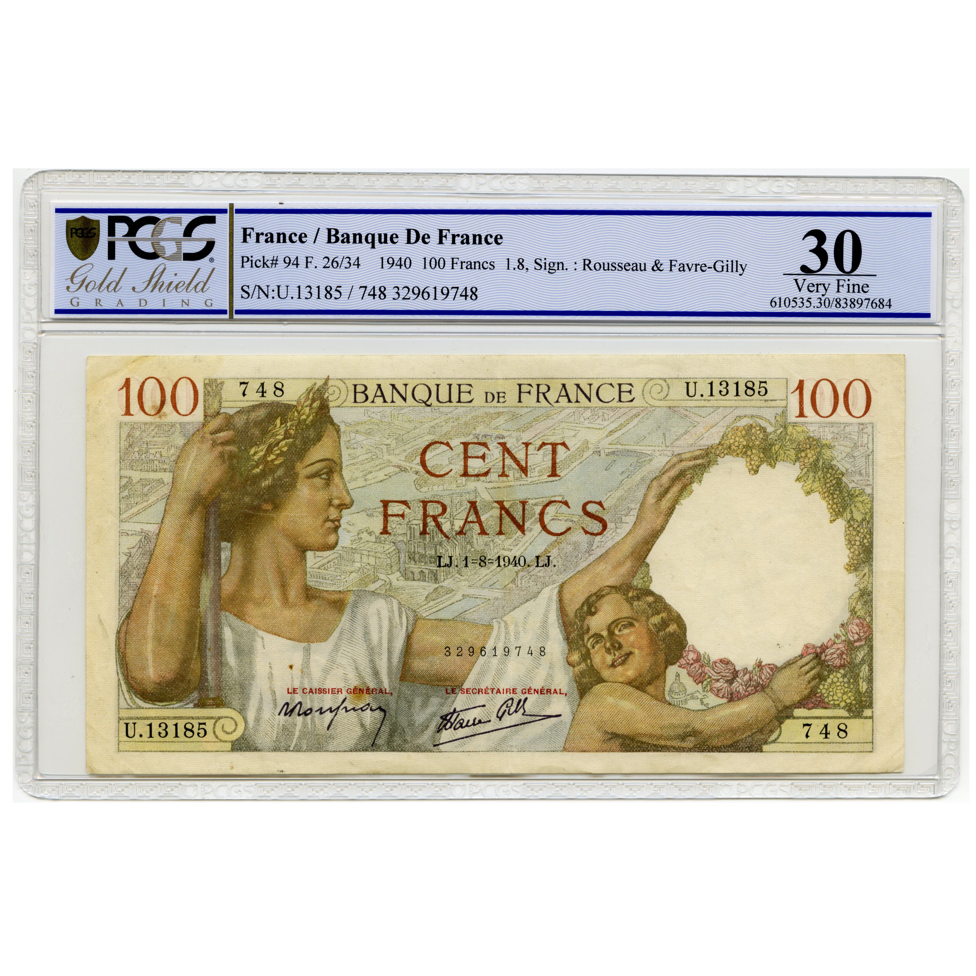 France - 100 Frs - U13185-748 avers France - 100 Frs - U13185-748 avers